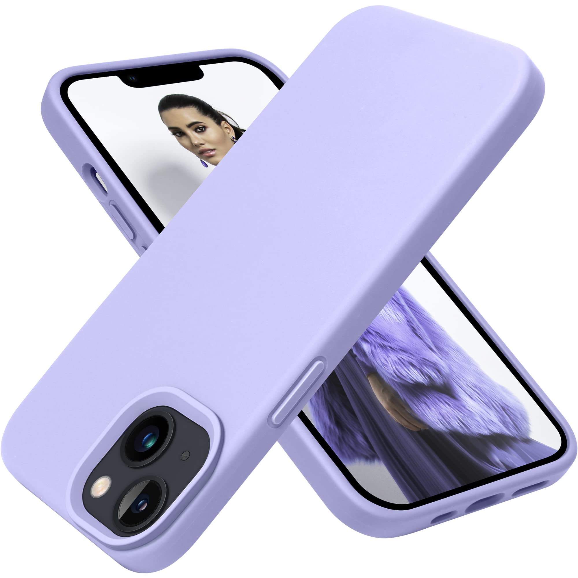 Otofly Designed For Iphone 13 Case, Silicone Shockproof Slim Thin Phone Case For Iphone 13 6.1 Inch Light Purple