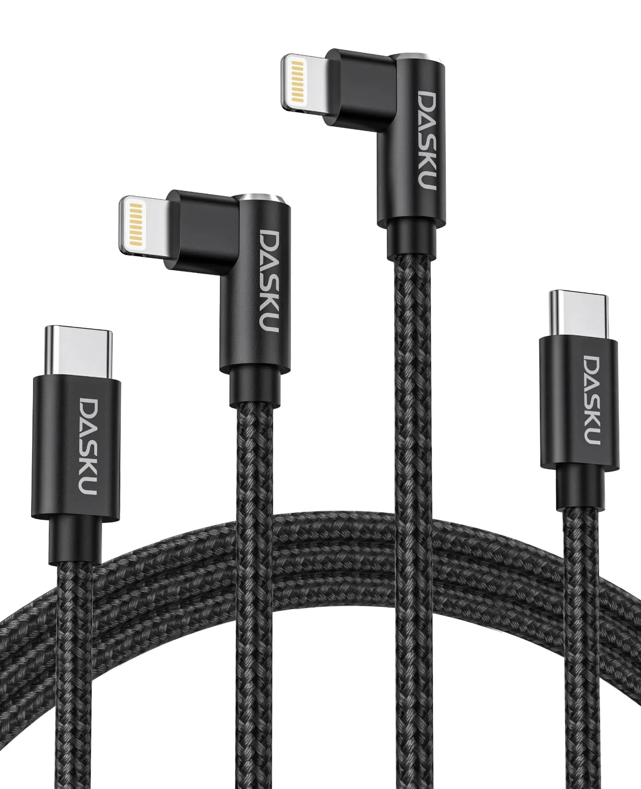 Usb C To Lightning Cable [Apple Mfi Certified] Iphone Charger Fast Charging 2Pack 10Ft Long Nylon 90 Degree Type C Iphone Charge