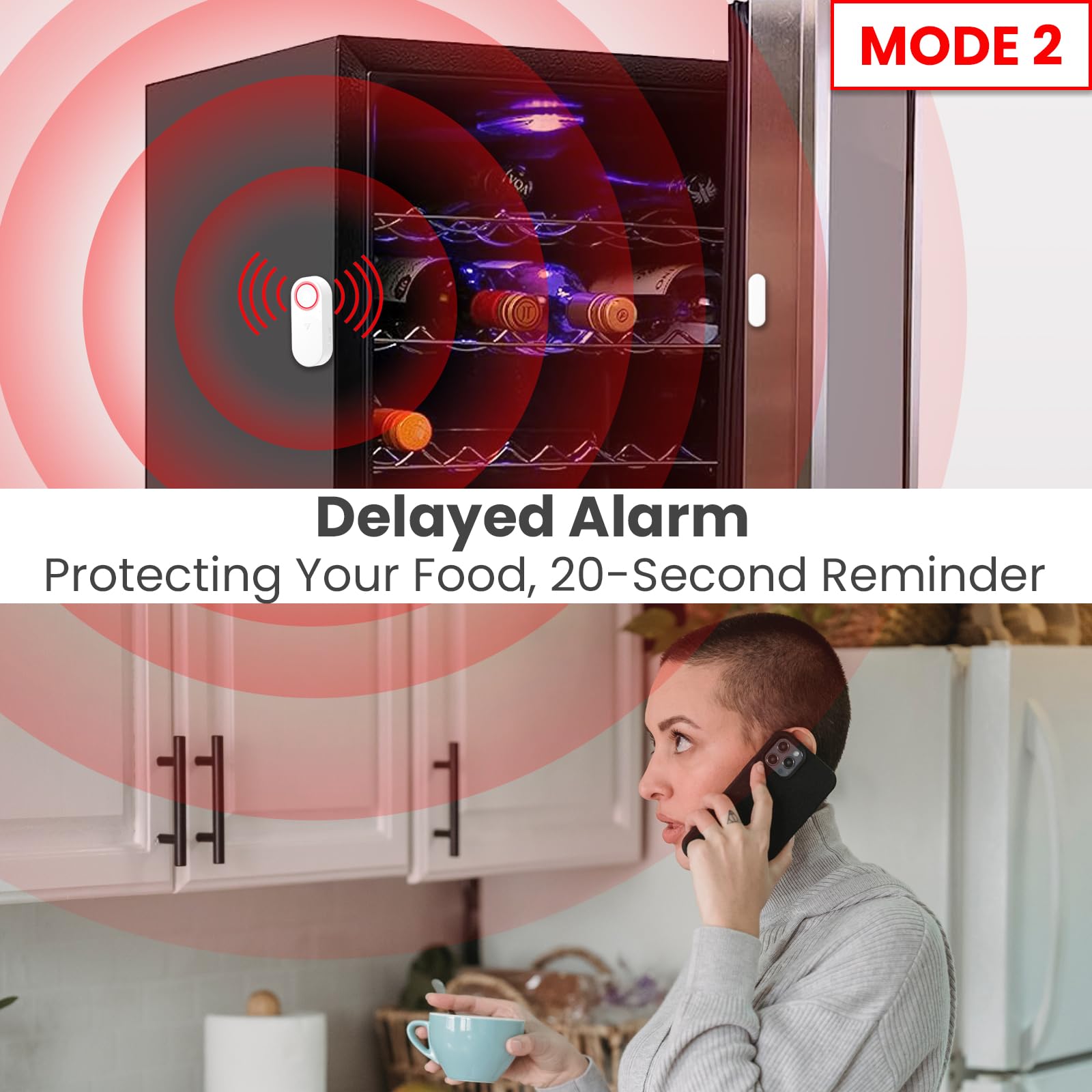 Freezer Door Alarm With Delay When Left Open, Door Chime Window Open Alarm Close Doors Reminder Loud 120 Db For Home, Store, Off