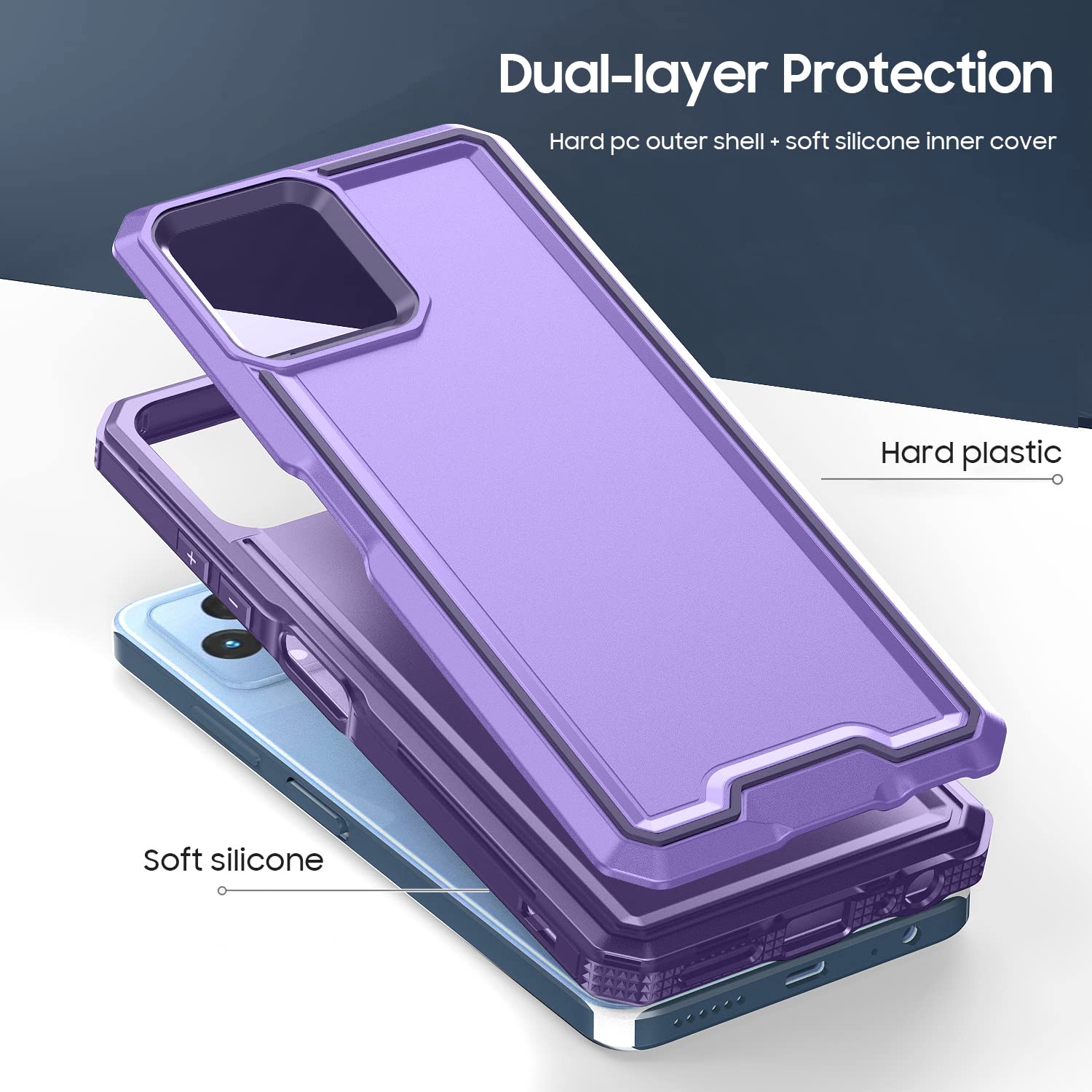 Lekevo For Revvl 6 5G / Revvl 6X 5G Phone Case, With Screen Protector & Camera Lens Cover, Heavy Duty Dual Layer Case, Military