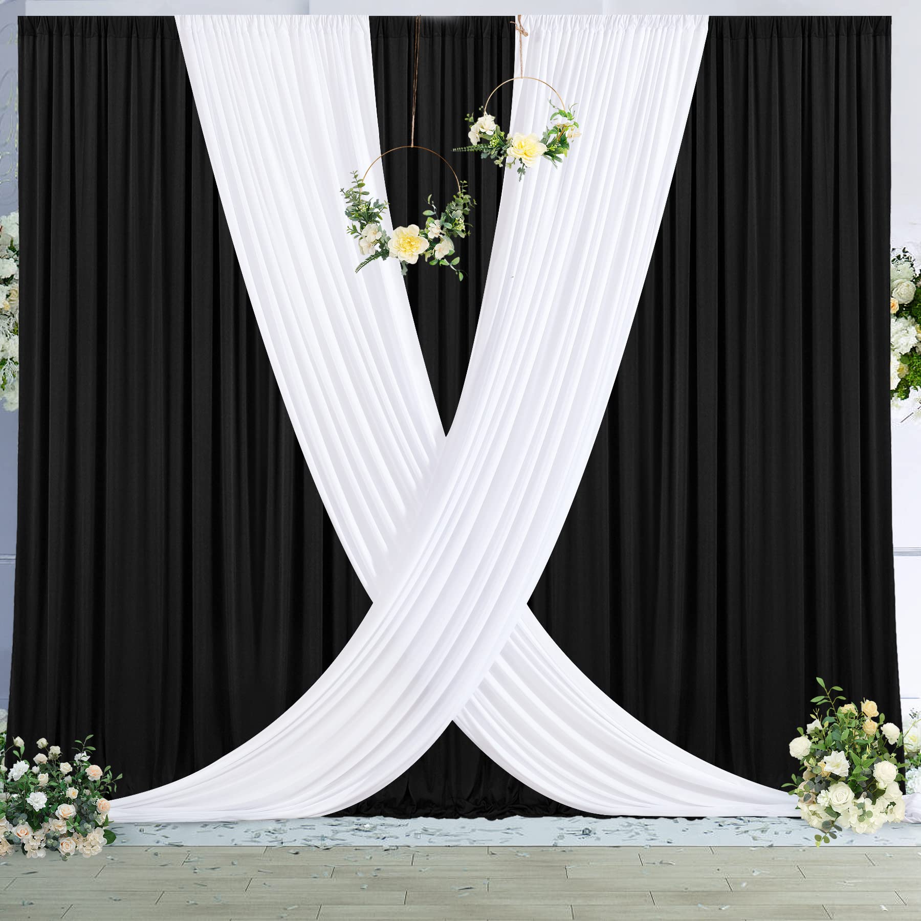 10Ft X 12Ft White Backdrop Curtains Panels For Party Wrinkle Free Fabric Backdrop Drapes Decorations Cloth For Wedding Baby Show