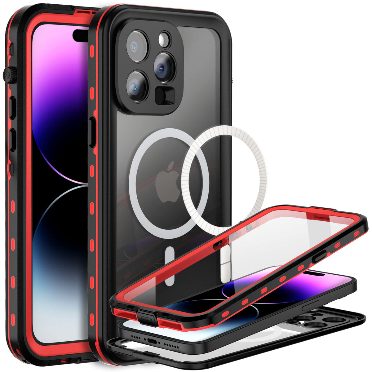 Beastek Iphone 14 Pro Max Waterproof Case, Tre Series Magsafe Shockproof Dustproof Ip68 Case With Built In Screen Protector Mag