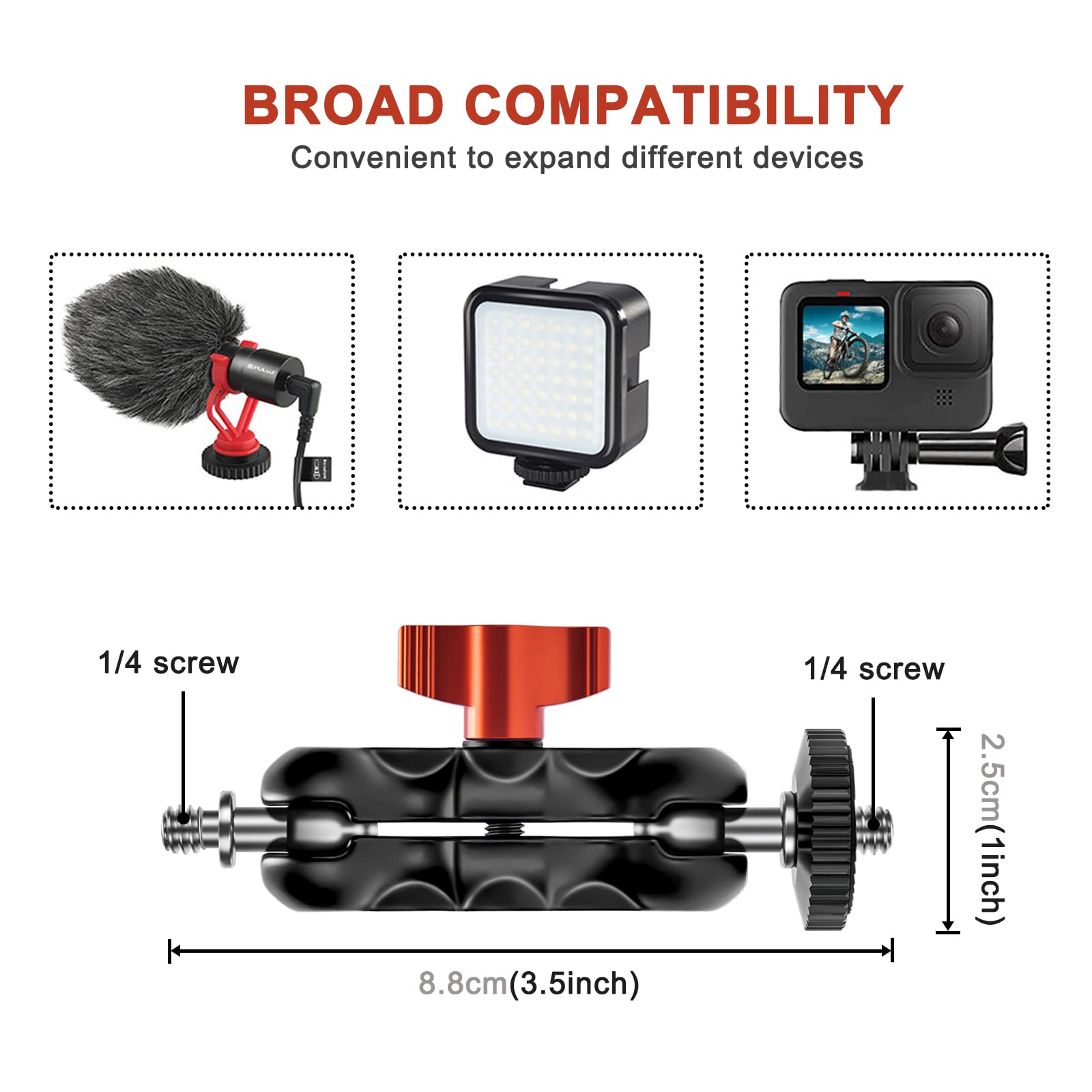 Lanxire Super Clamp Camera Mount With Double Ball Head Adapter   Compatible With Canon Nikon Dslr, Gopro, Led Lights, Ronin M/Mx