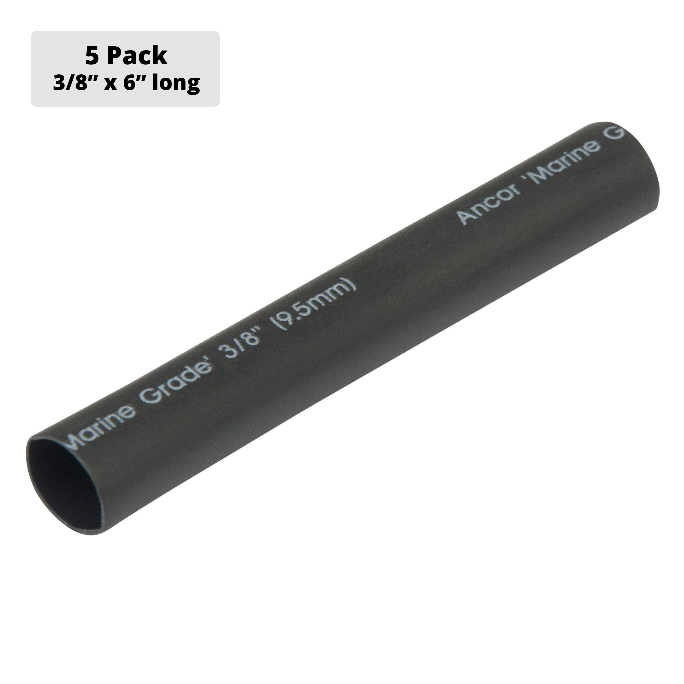 Ancor 304106 Marine Grade Electrical Adhesive Lined Heat Shrink Tubing (3/8-Inch Diameter, 6-Inches Long, Black, 5-Pack),WBIASB000NI1NOG