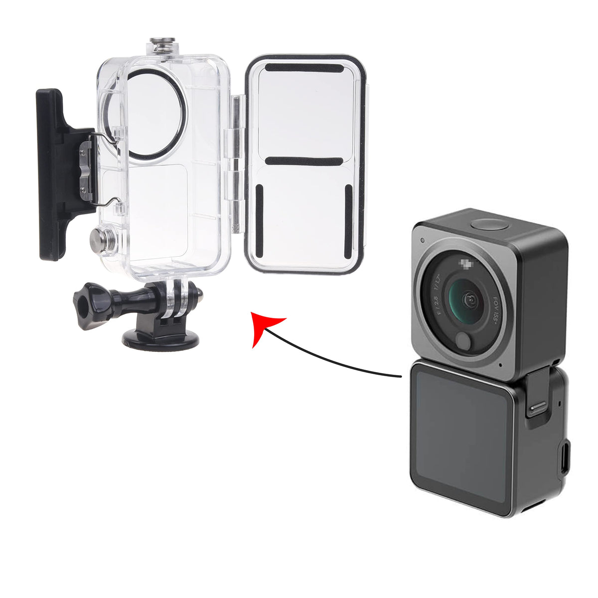 Camkix Waterproof Case Compatible With Dji Action 2 Power Combo Or Dji Action 2 Dual-Screen Combo -Transparent - Protects Up To 