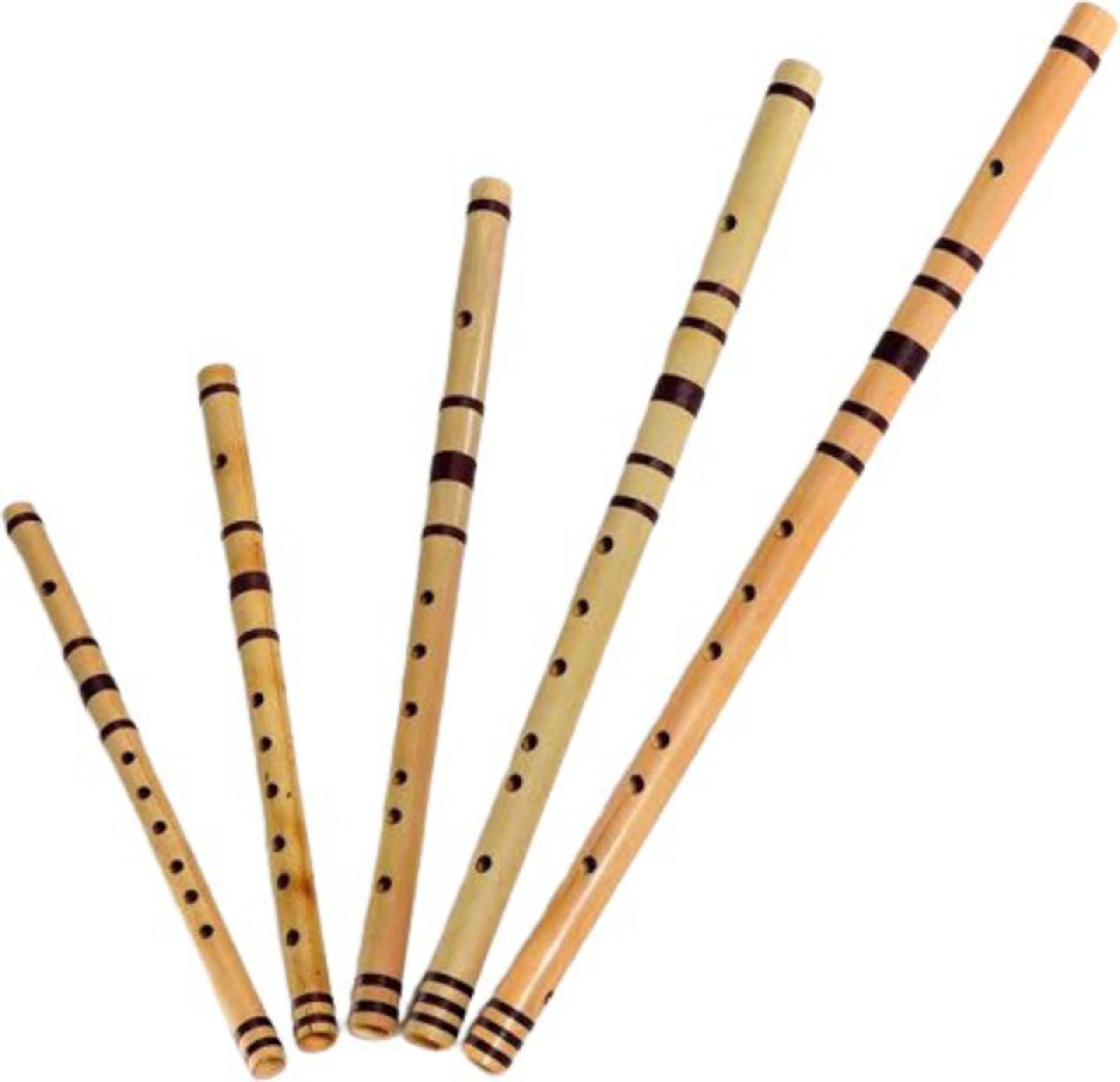 Gold Rush Flute Five Pieces Middle Scale Bamboo Flute Set For Flute Players Including C+C#+D+D#+E Scale Indian Professional Flut