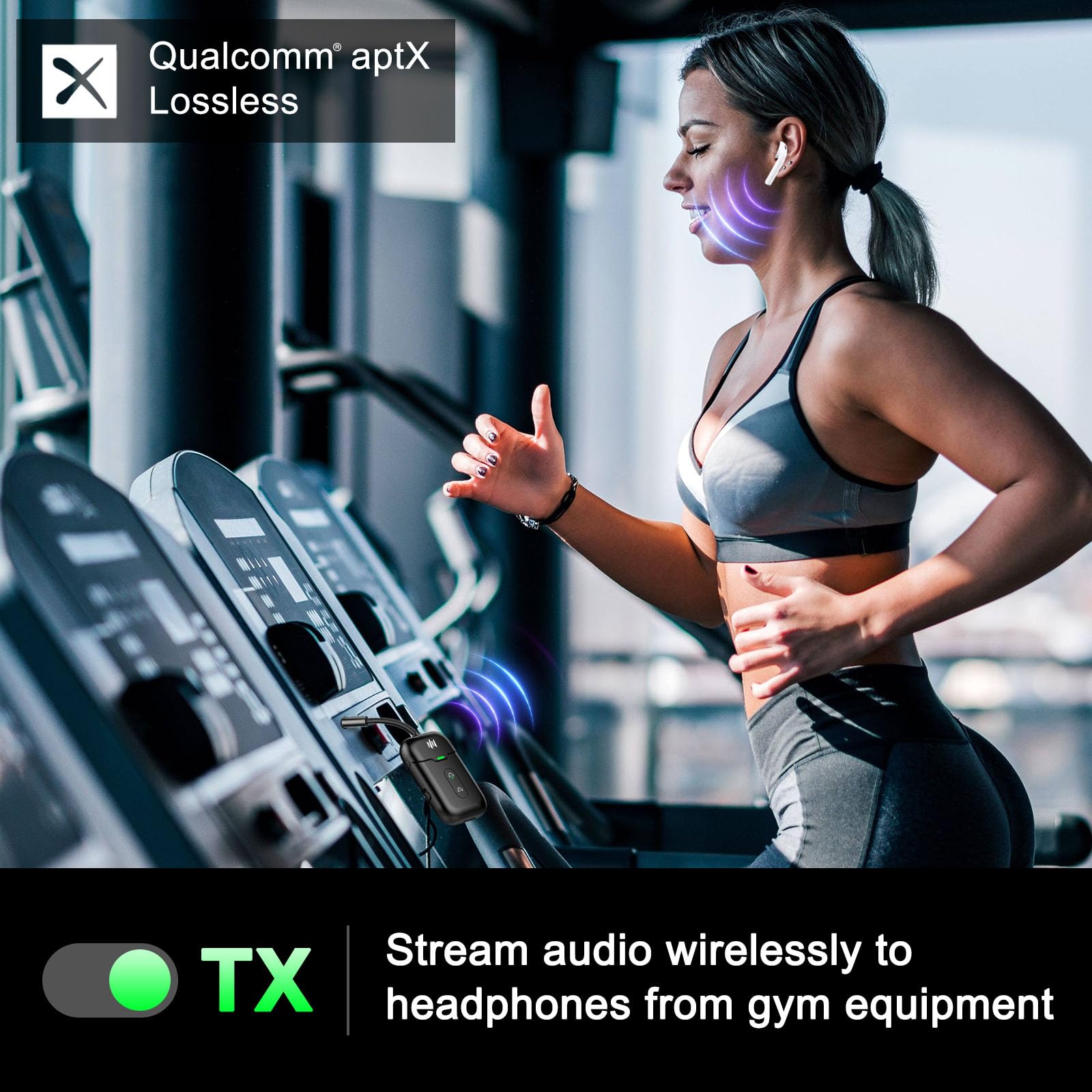 Bluetooth 5.4 Transmitter Receiver,2 In 1 Bluetooth Adapter For Airplane,Bluetooth Transmitter For Tv,Gym, Up To 2 Airpods/Headp