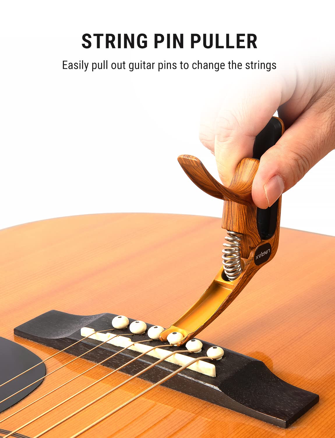 Linrax C1 Guitar Capo, 3 In 1 Zinc Alloy Capo With Pick Holder And Bridge Pin Puller, Capos For Acoustic Guitar Electric Guitar