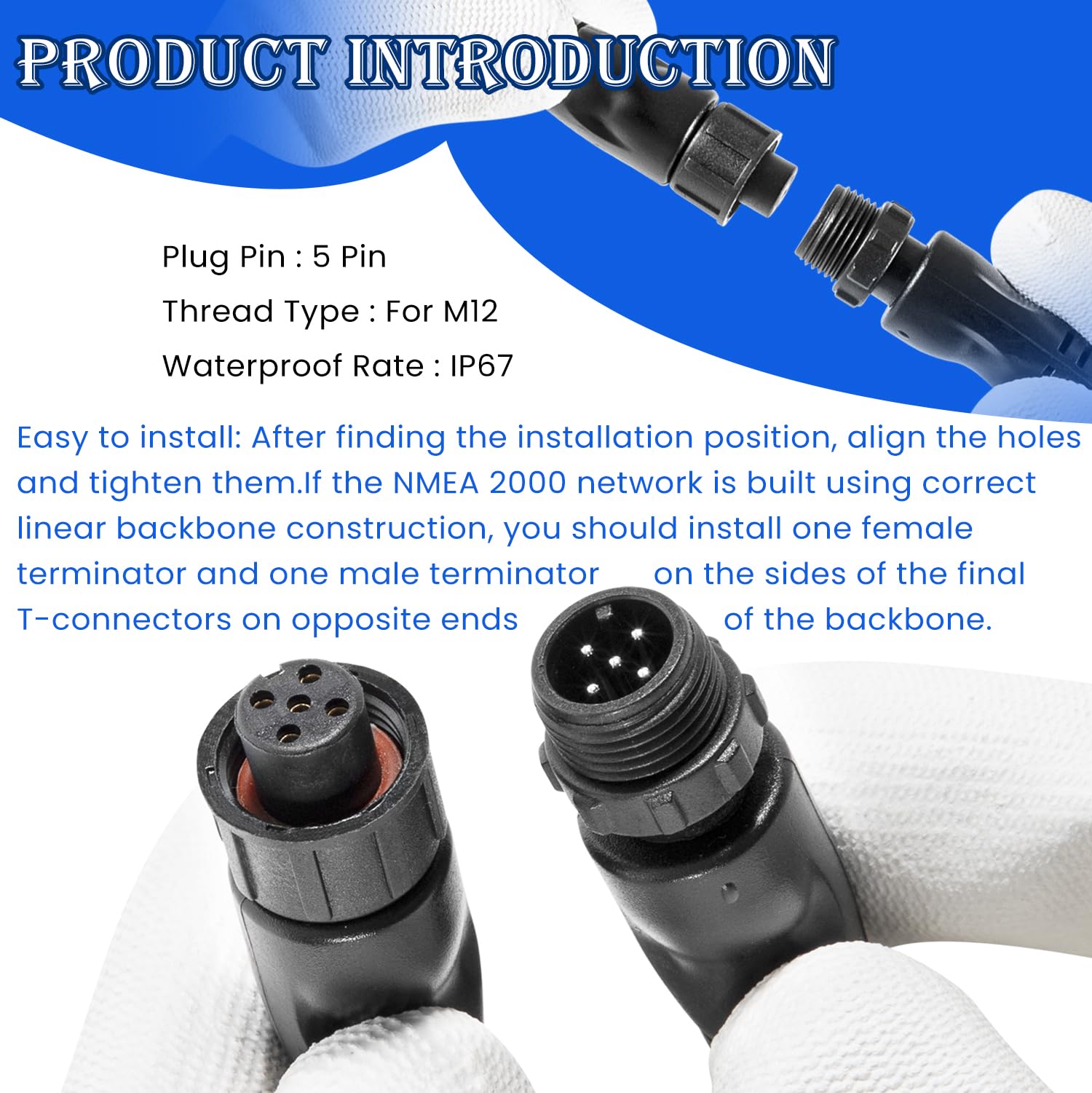 Sevencow For Nmea 2000 Male And Female Resistor Terminators For Garmin,Lowrance, Simrad, B&G, Navico Networks Nmea 2K Terminator