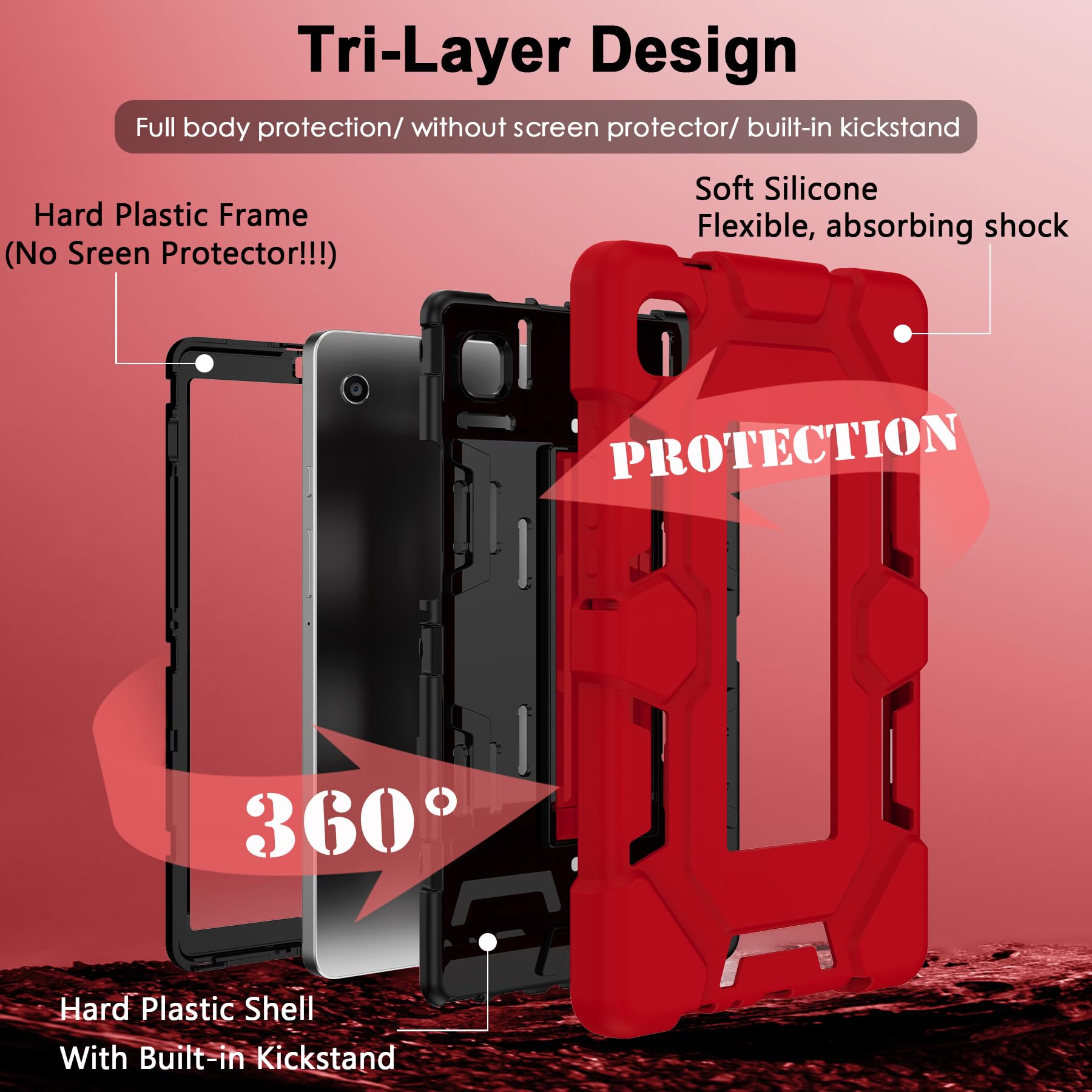 Ccmao Case For Samsung Galaxy Tab A9 Case 8.7 Inch 2023 Model, Heavy Duty Shockproof Hybrid Three Layer Protective Cover With Ki