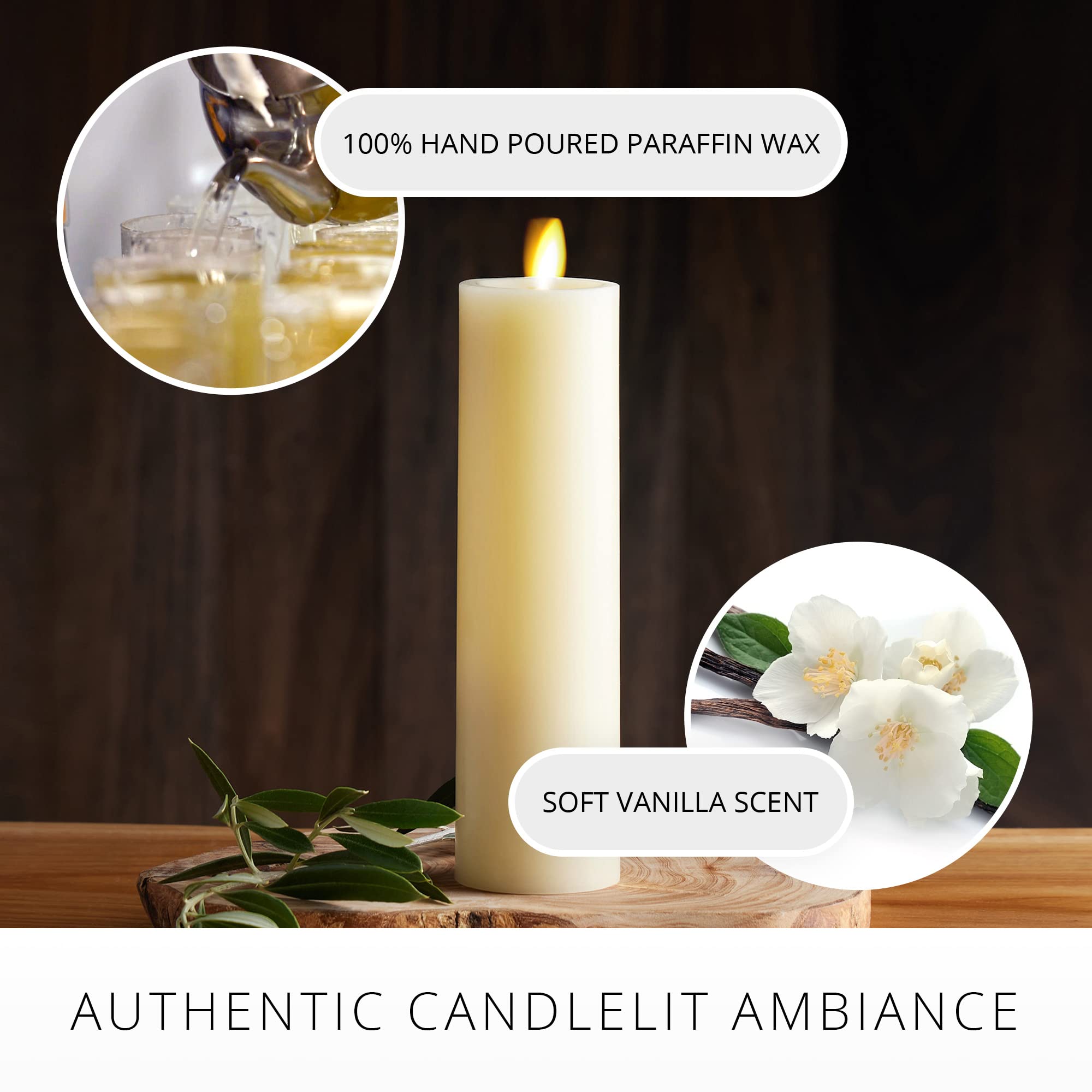 Luminara Realistic Artificial Flame Classic Slim Pillar Candle   Moving Flame Led Battery Operated Lights   Unscented   Remote R