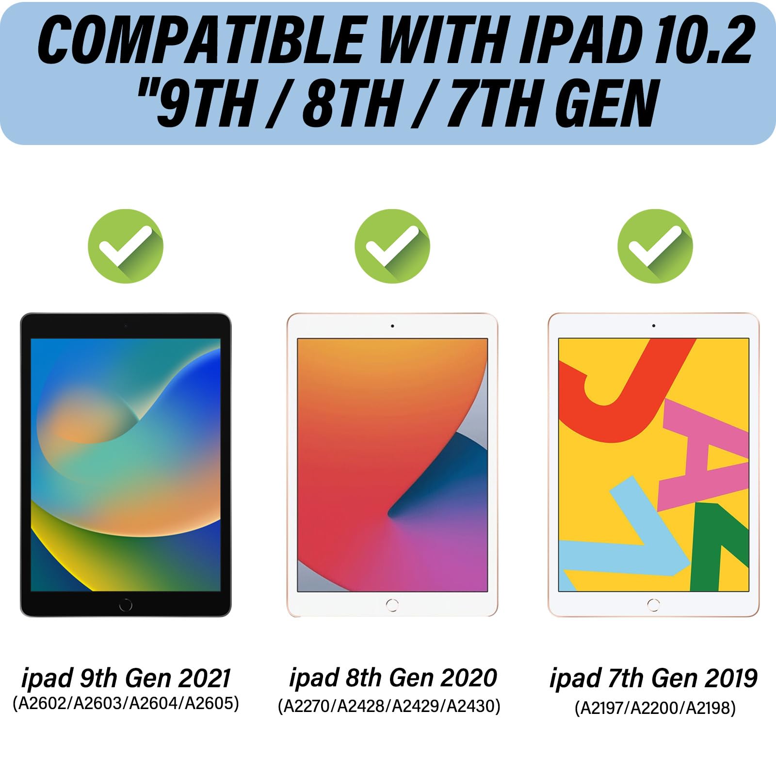 Deokke Compatible With Ipad 10.2 Inch Case,9Th /8Th /7Th Generation Case(2021/2020/2019) With Pencil Holder And Soft Tpu Back Ca