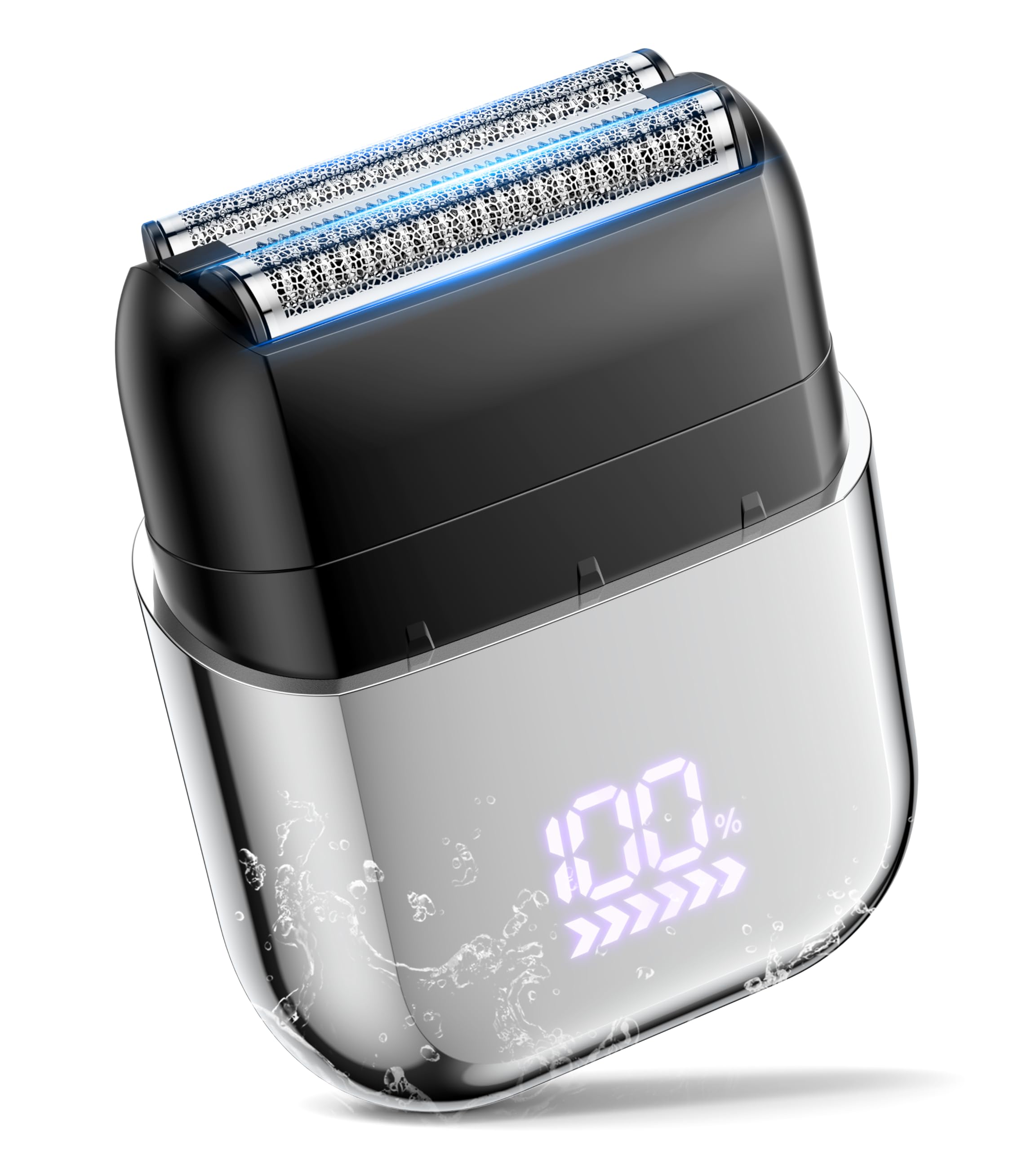 Electric Razor for Men, Foil Shaver, Mini Cordless Razor, IPX7 Waterproof Wet Dry Shaver, Type C Rechargeable, LED Display, Trav