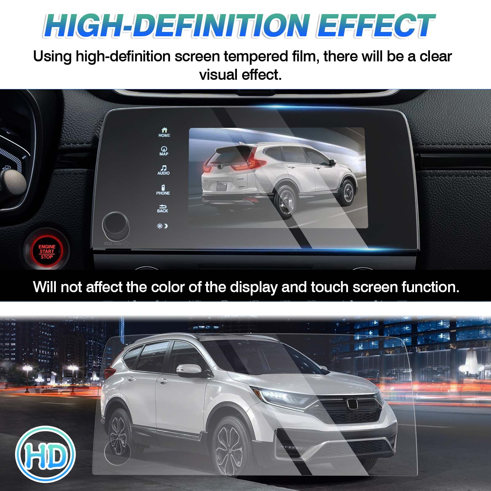 Autorder Custom Fit For Screen Protector 2017 2020 2021 2022 Honda Cr V Crv Ex Ex L Touring Tempered Glass 9H Navigation Touchsc