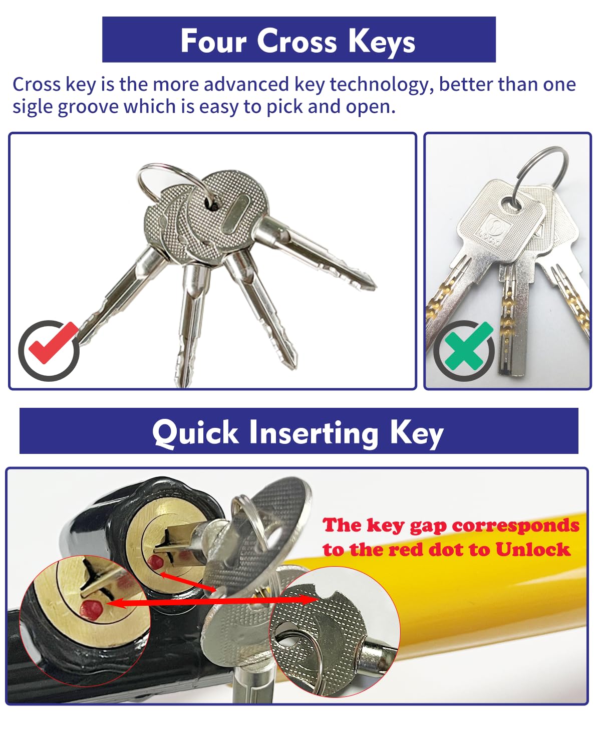 Steering Wheel Lock Anti-Theft Car Device Car Wheel Locks Heavy Duty Vehicle Security Steering Wheel Lock For Truck Car Vehicles
