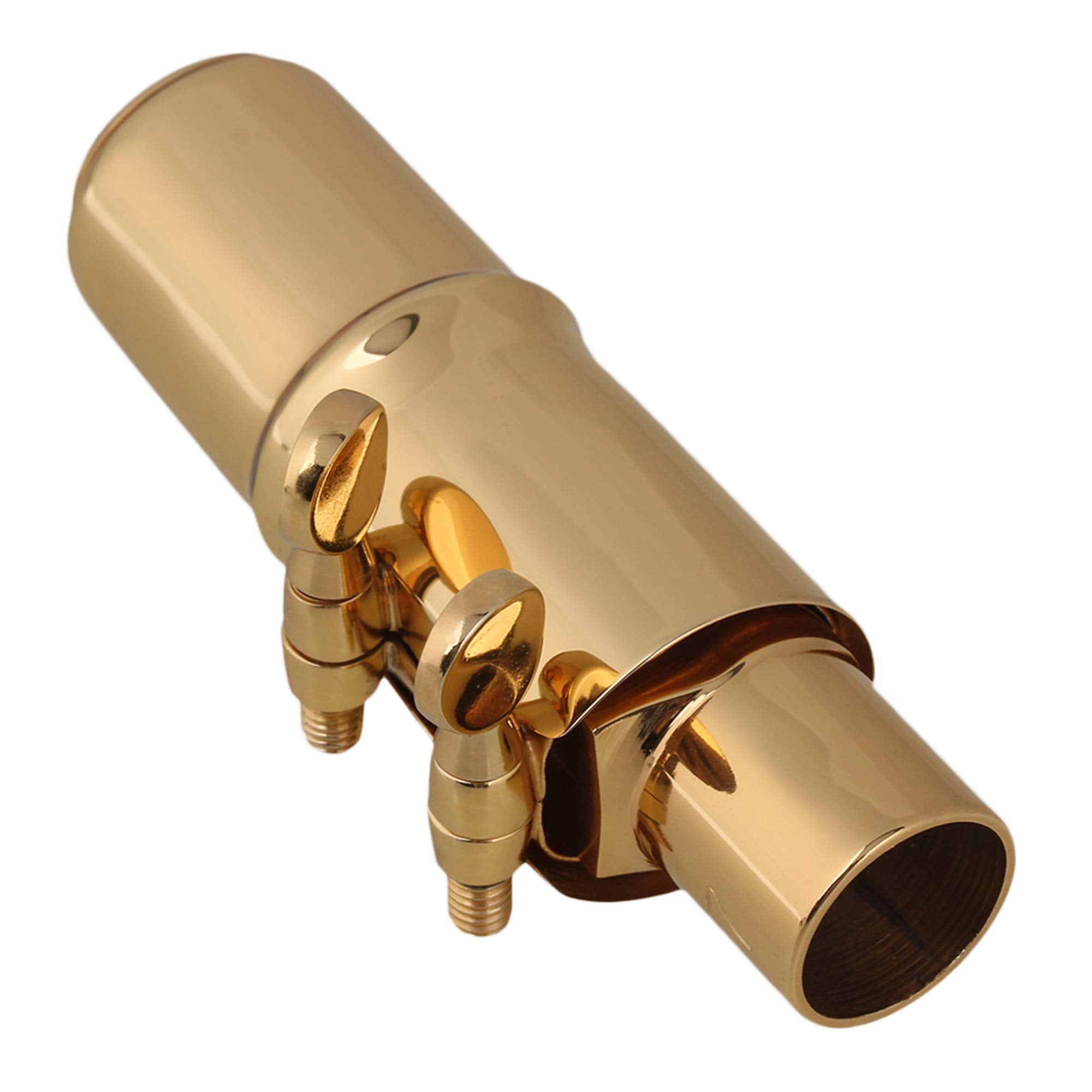 Yibuy #7 Golden Brass B-Flat Soprano Saxophone Mouthpiece With Ligature Reed