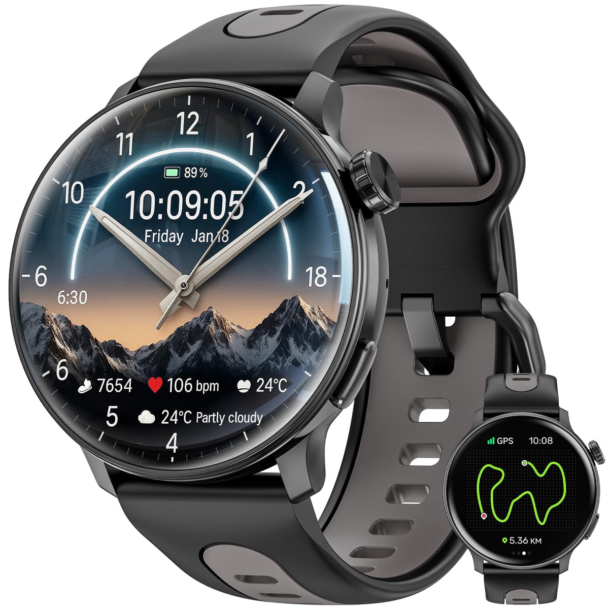 Mingdaln Smart Watch Gps, 1.43'' Amoled Screen Smart Watch For Men/Women Fitness Tracker, Military Smartwatches Compass,Compatib