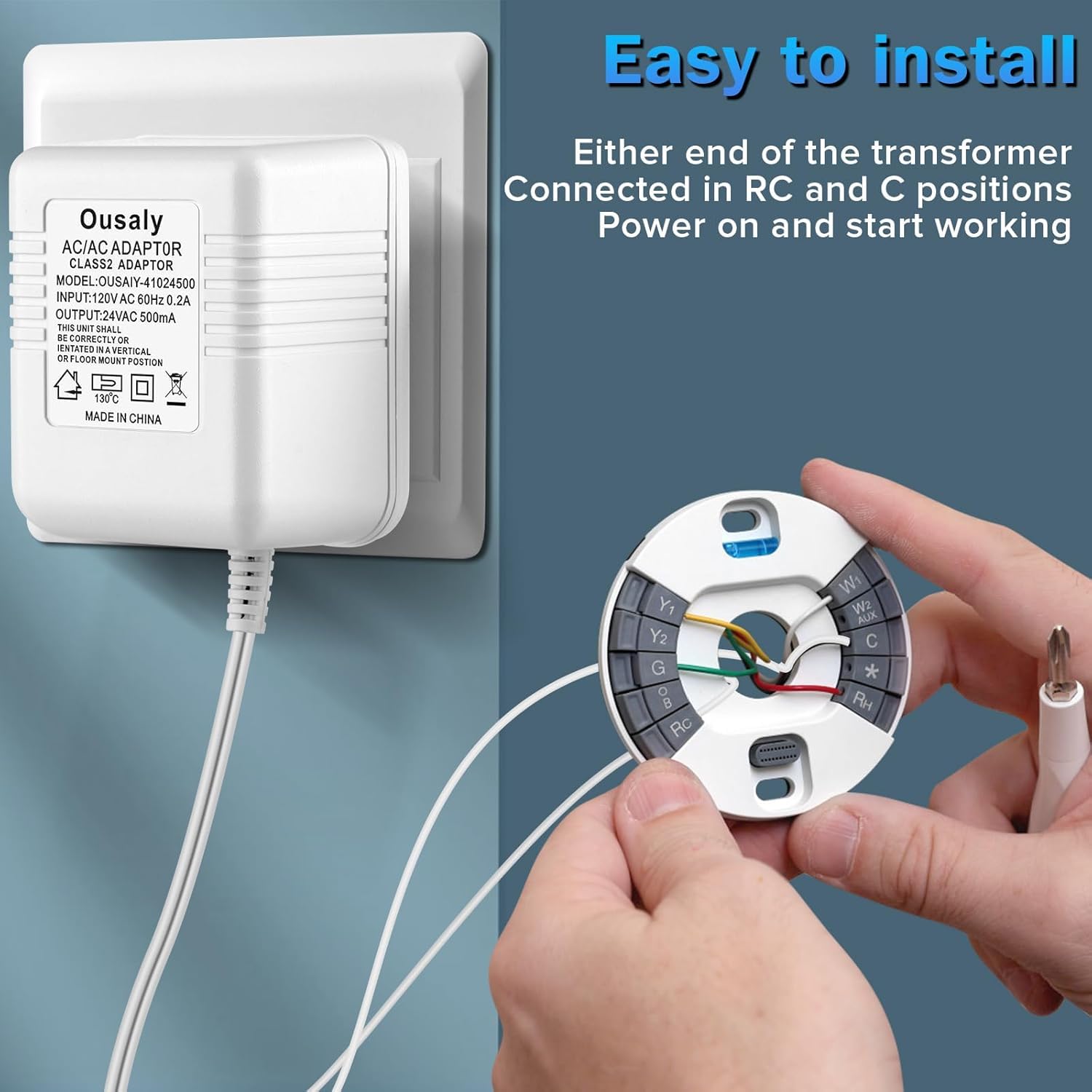 Ousaly Doorbell Power Adapter, 24V Transformer Compatible With Ring Doorbell,Video Doorbell,Nest, Ecobee, Sensi And Honeywell Th