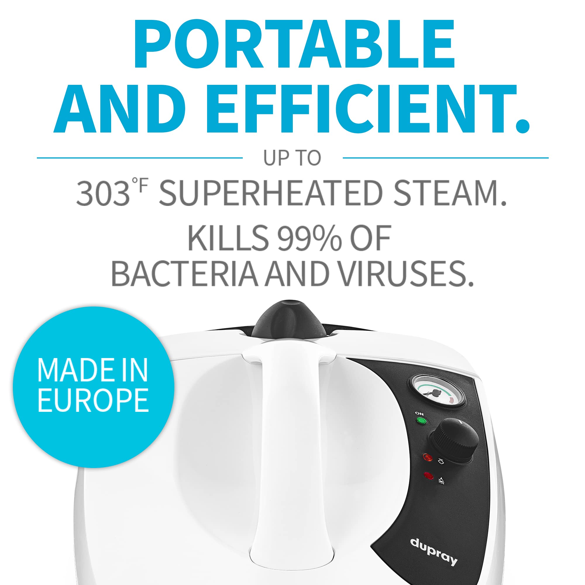 Dupray One Steam Cleaner  Portable, All Purpose, Disinfecting, Chemical Free Floor Steamer & Tile Cleaner Made In Europe For Hom