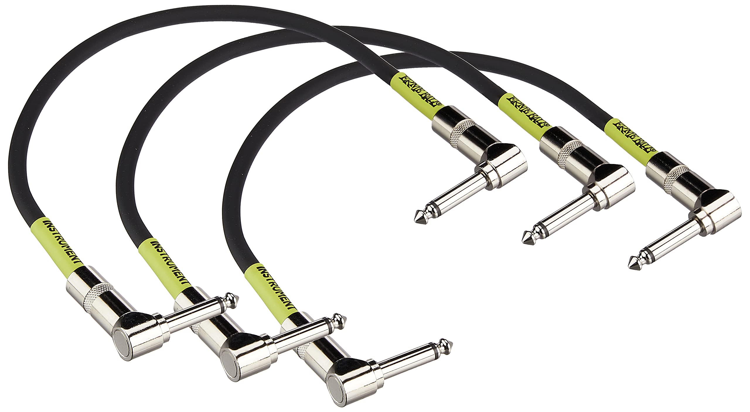 Ernie Ball Patch Cable 3 Pack, Angle/Angle, 1Ft, Black (P06075), 12 Inch