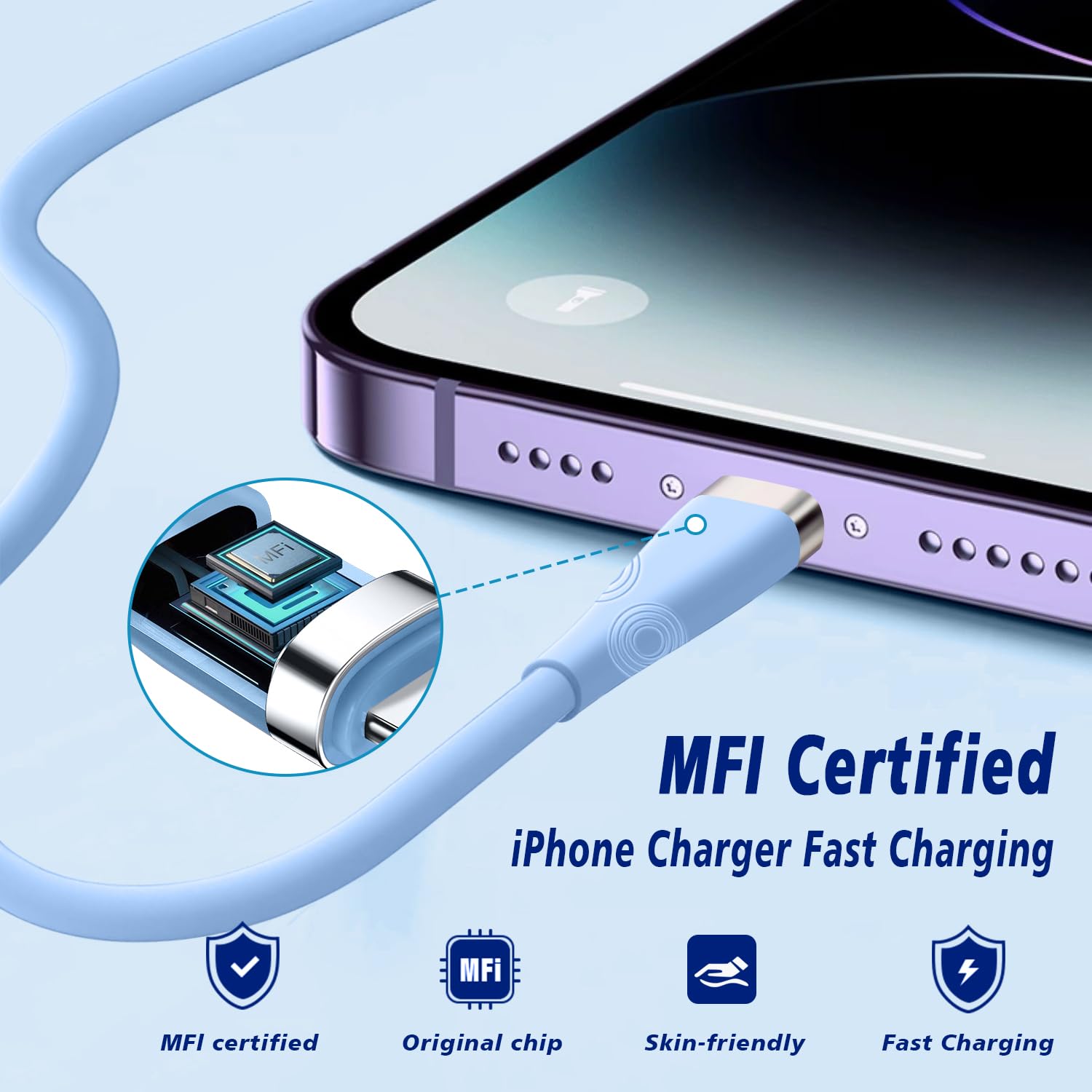 Iphone Charger 3Pack 10Ft [Apple Mfi Certified] Iphone Charger Cord Usb To Lightning Cable 10Ft Fast Charging Cord Compatible Wi