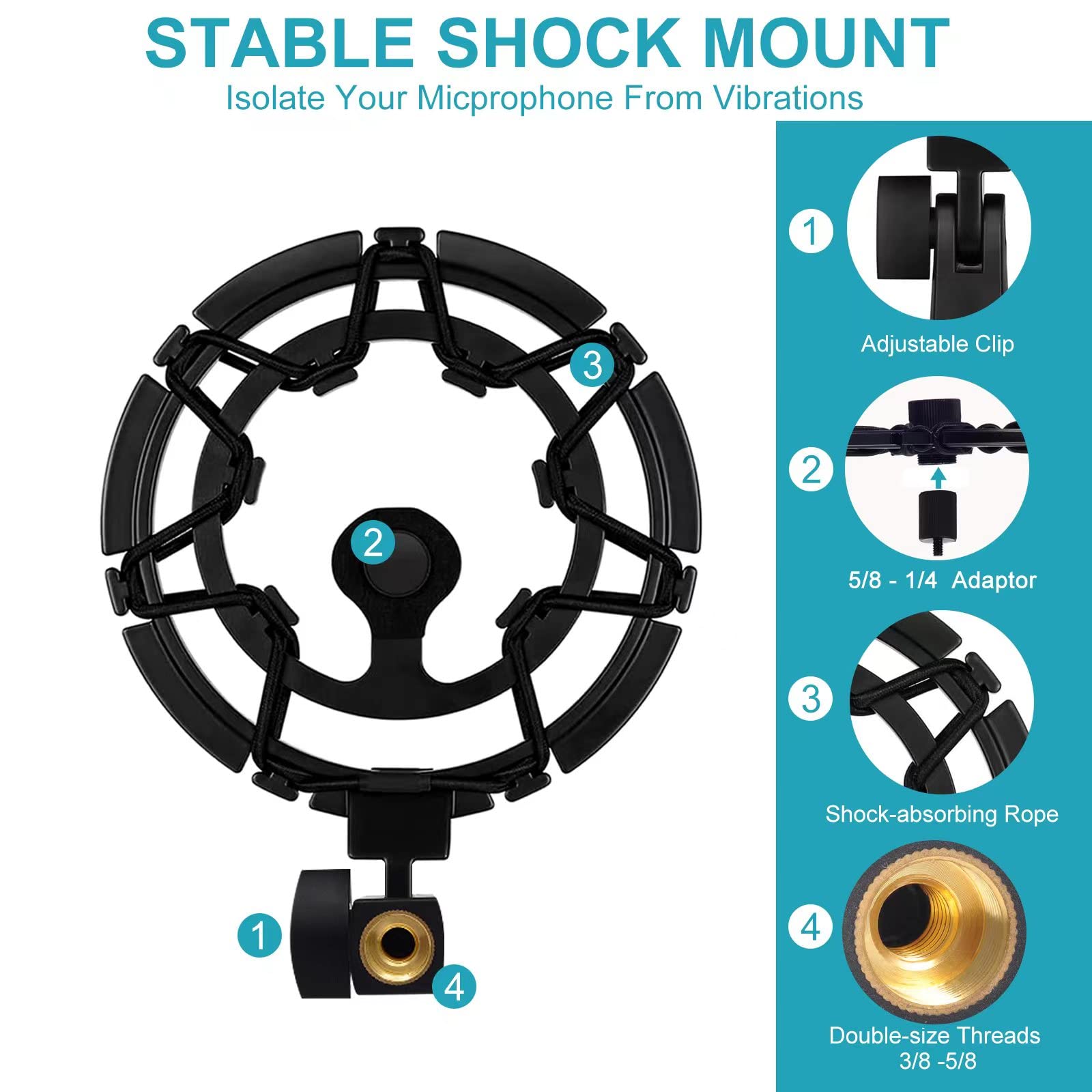 Blue Yeti Shock Mount Anti Vibration Matching Boom Arm Stand Compatible W/Blue Yeti, Yeti X, Snowball & Blue Yeti Nano Mic (Blac