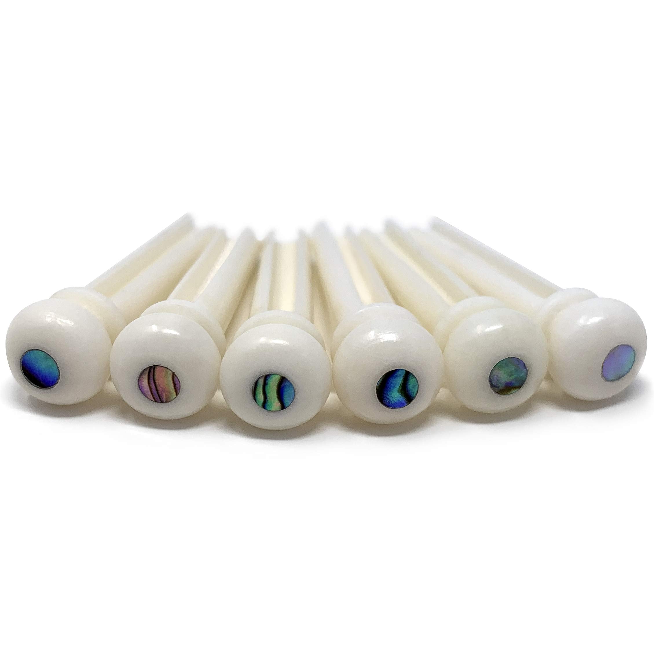 Crosby Unslotted Pure Bone Bridge Pins with Abalone Dot Inlay for 6 & 12 String Acoustic Guitar