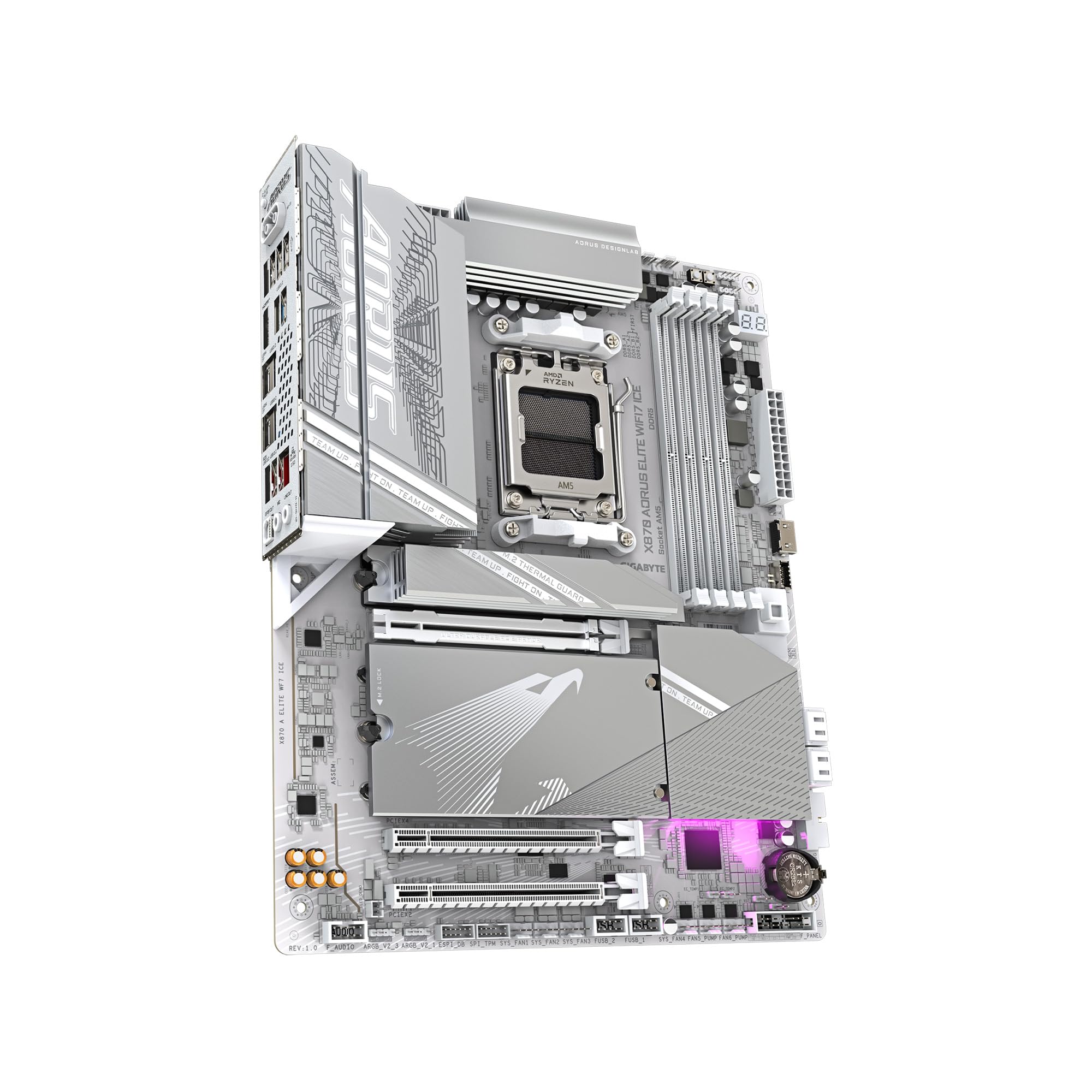 Gigabyte X870 Aorus Elite Wifi7 Ice Amd Am5 Lga 1718 Motherboard, Atx, Ddr5, 4X M.2, Pcie 5.0, Usb4, Wifi7, 2.5Gbe Lan, Ez Latch