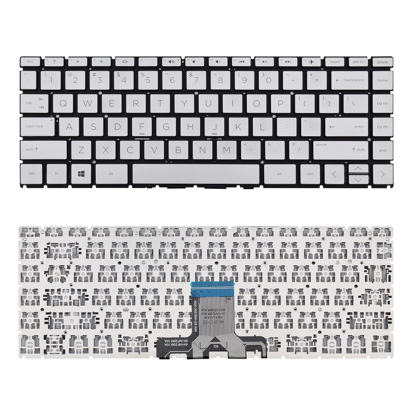 Sunmall Replacement Keyboard Compatible With Hp 14 Ck 14 Cd 14 Cm 14 Dg 1 Black Us Layout (Silver Without Backlit)
