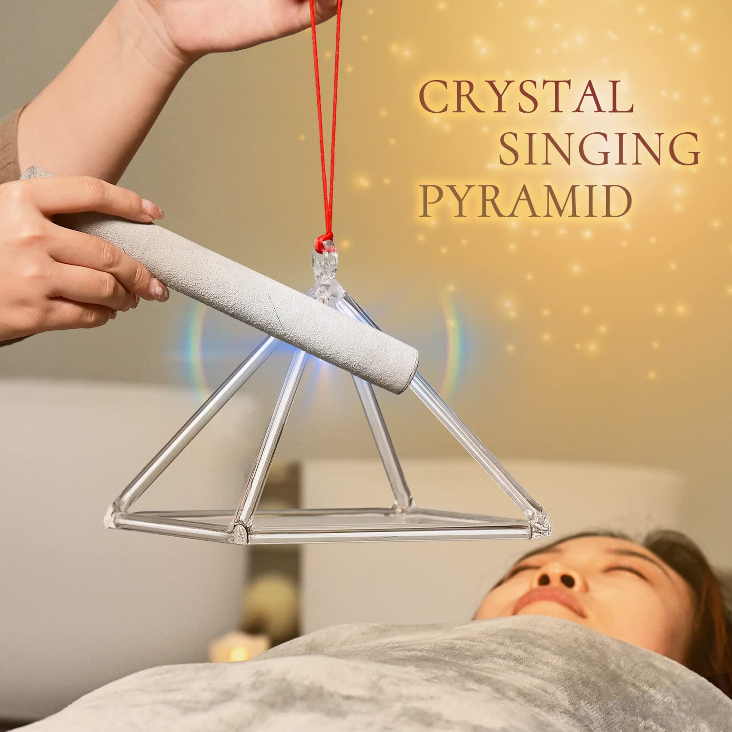 Cvnc 10 Inch Quartz Crystal Singing Pyramid Healing Musical Instrument + Carry Case Bag Powerful Energy