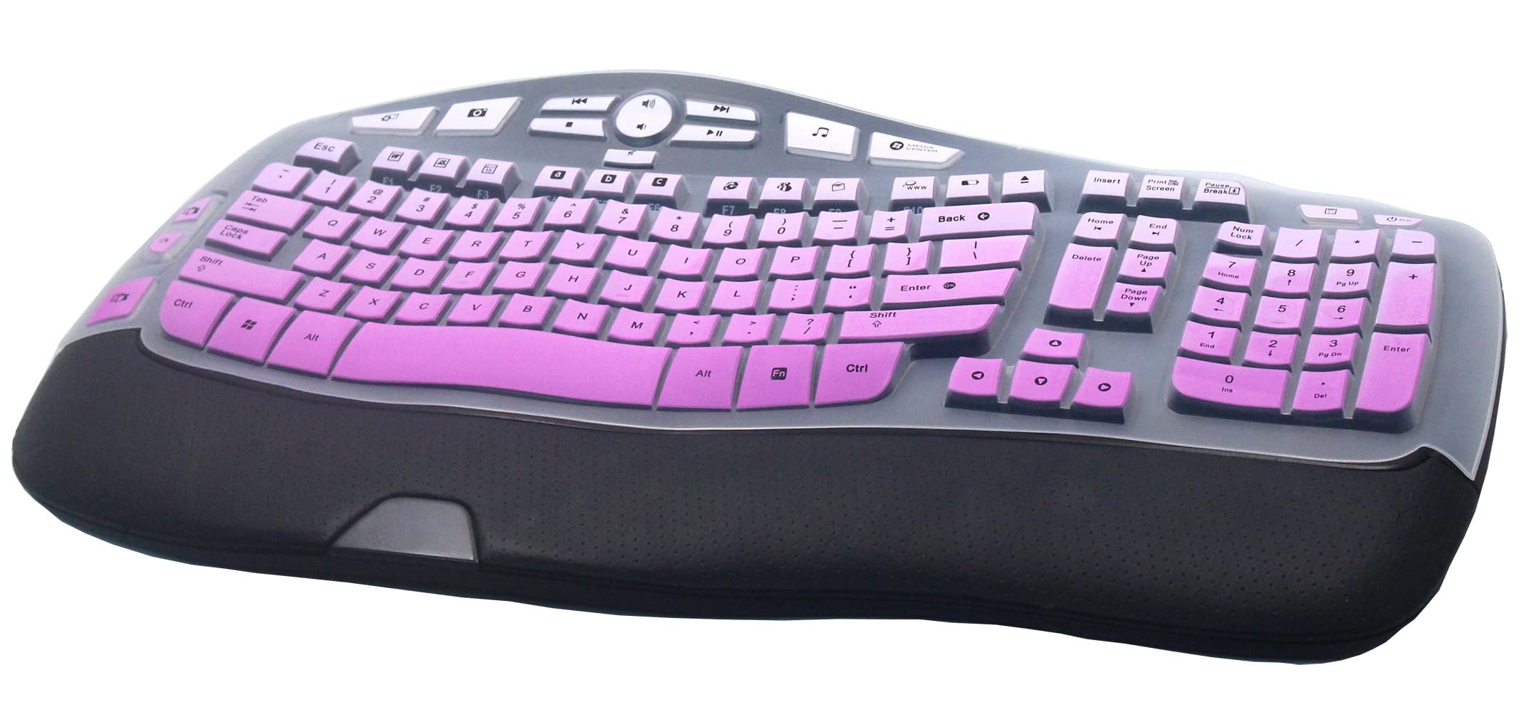Dust Proof Silicone Keyboard Protector Skin Cover Compatible With Logitech K350 Mk550 Mk570 Wireless Wave Keyboard (Purple Ombre