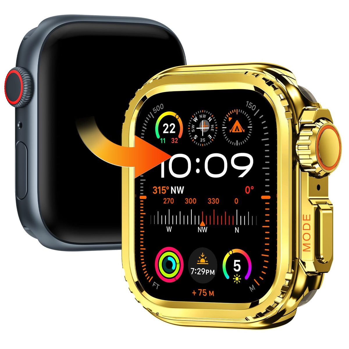 Goton Metal Bumper Case For Apple Watch Series 9 8 7 45Mm Protector, [Turn 45Mm Into Ultra Seamlessly] Iwatch Rugged Bumper 45 M