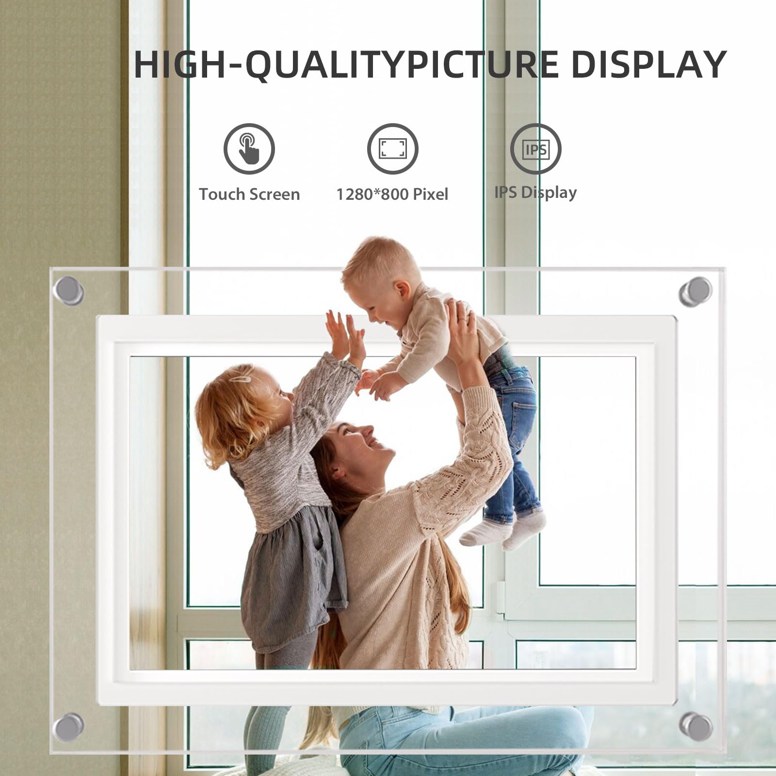 Digital Picture Frame Wifi, Frameo 5 Inch Acrylic Video Frame, Ips Lcd Touch Screen, Auto Rotation Photo/Video, Gifts For Mom&Da