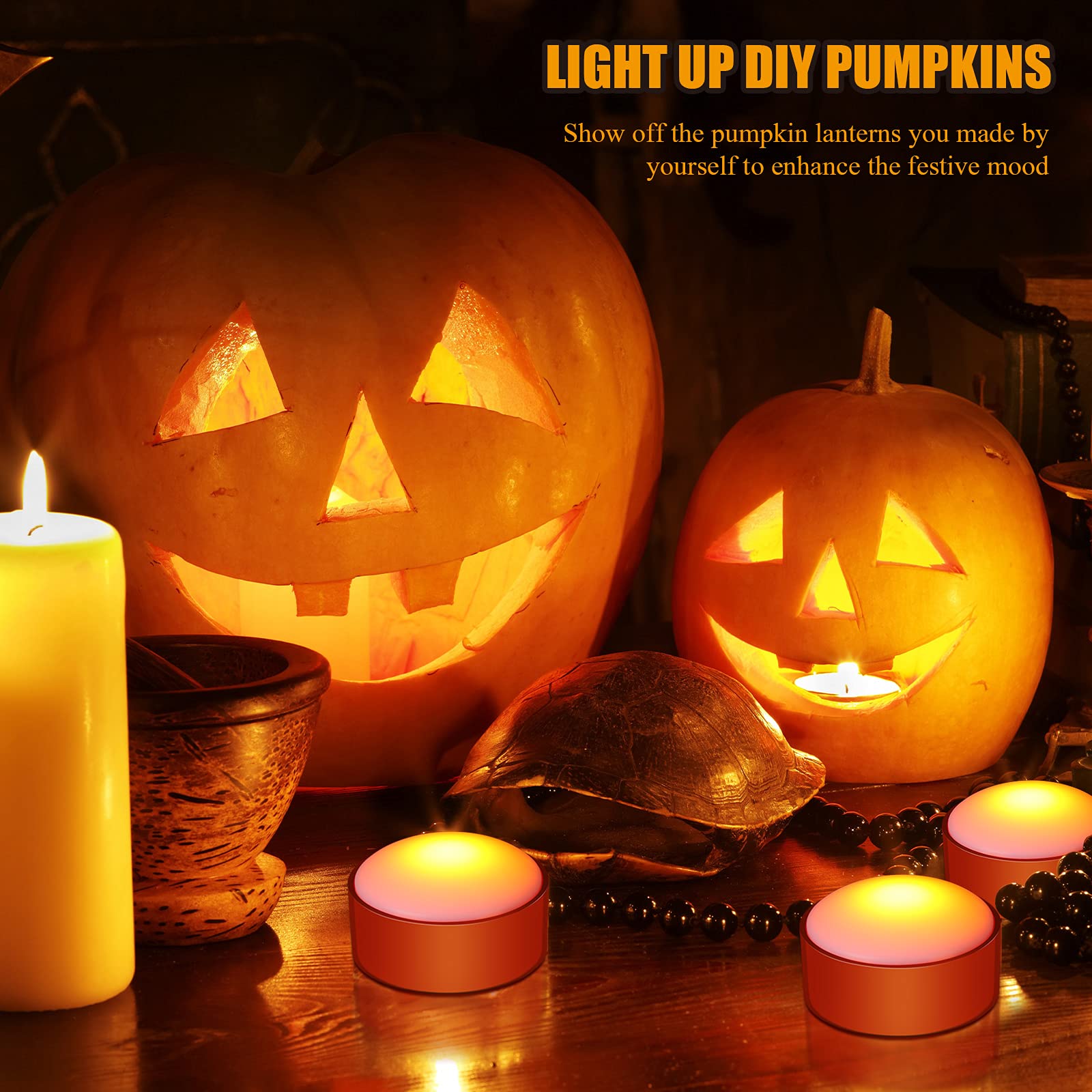 Riakrum 12 Pieces Halloween Pumpkin Lights With Remote And Timer Led Pumpkin Lights Battery Operated Pumpkin Pat Lights Jack O L
