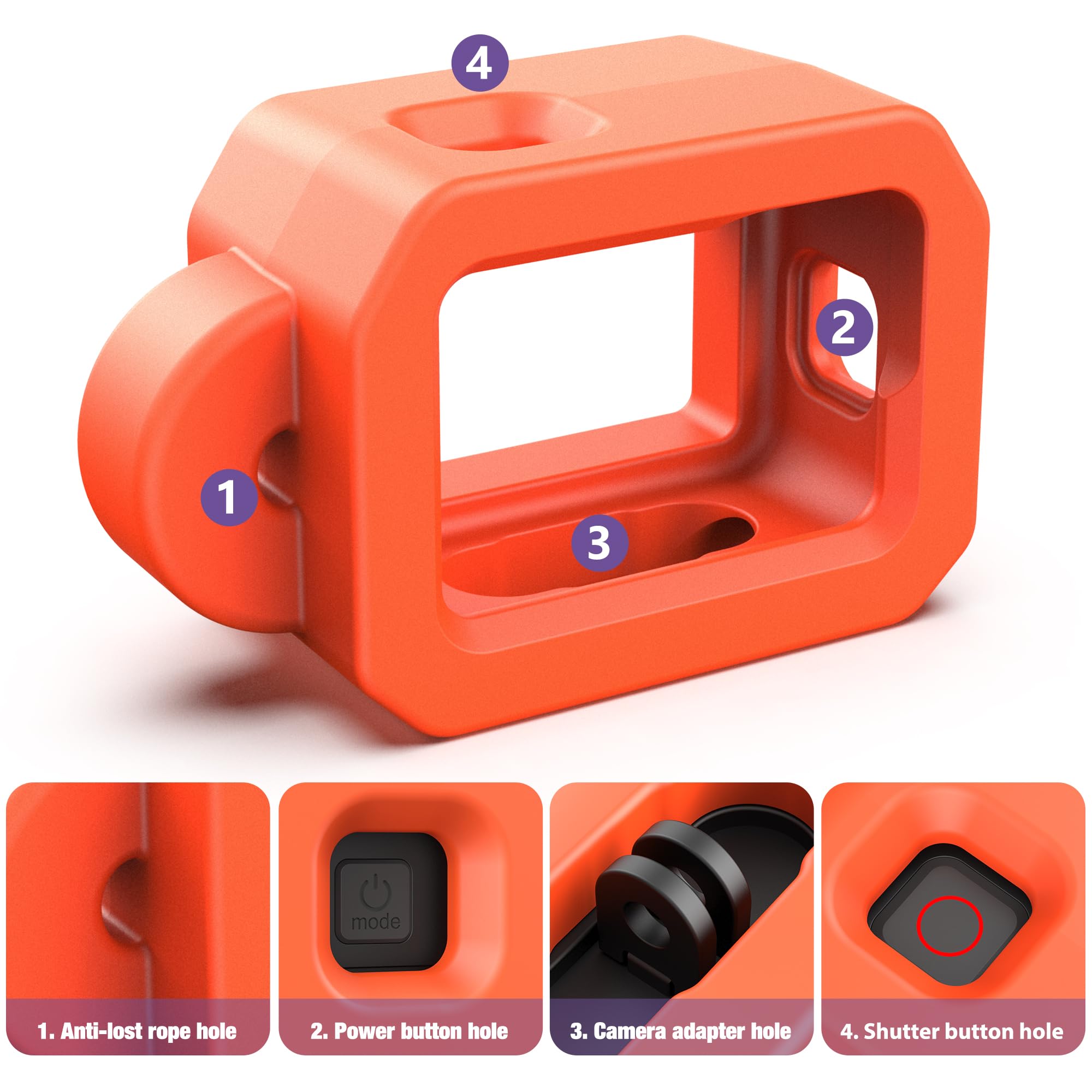 Floaty Case For Gopro Hero 12/11/10/9 Protective Floating Housing Frame With Handle Grip Ultra Buoyant Foam Cover For Snorkeling