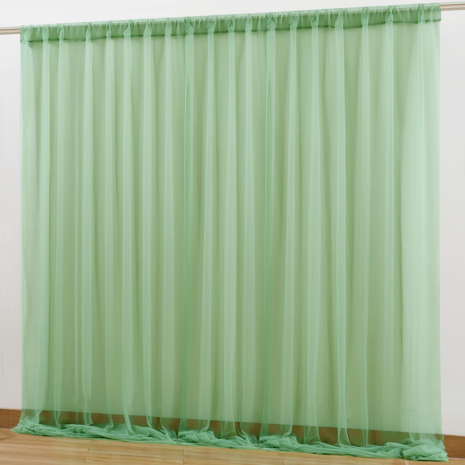 10X10 Green Tulle Backdrop Curtains For Parties, Sheer Backdrop Curtain Wedding Photo Backdrop Drapes For Baby Shower Photograph