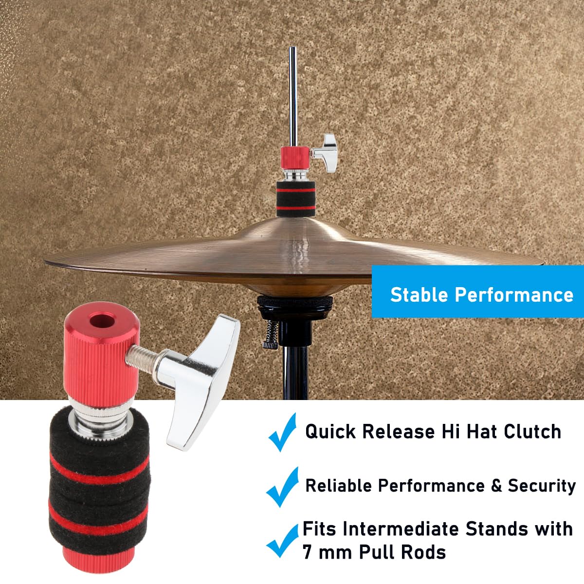Fiozinx Hi Hat Clutch, Hi Hat Stand For 6 Mm Rod, Aluminum Hi Hat Clutch Cymbal Standard Hi Hat Stands For Jazz Drum Parts Acces