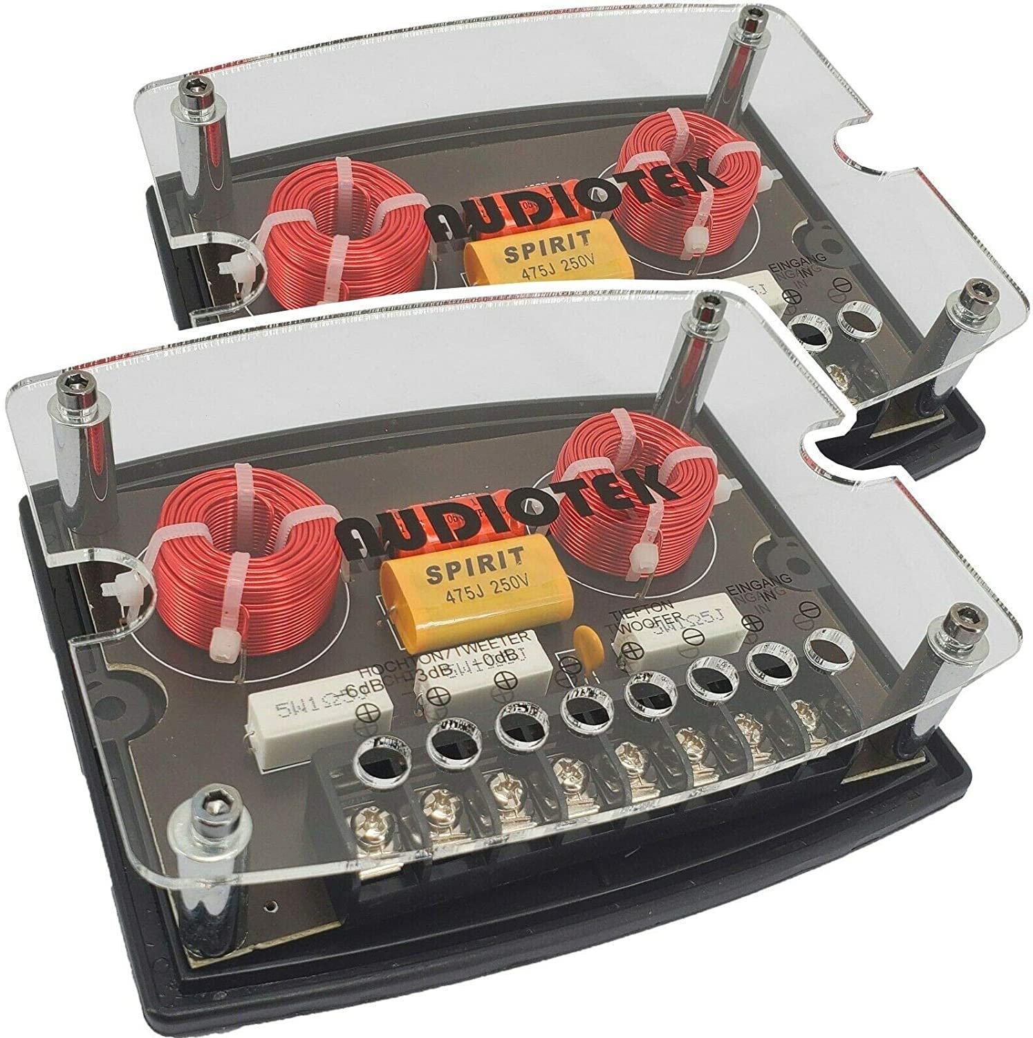 Audiotek High Performance 600 Watts Maximum Power Cx4 2 Way 4 Ohm Car Audio Passive Crossover Networks High/Low Frequency Respon