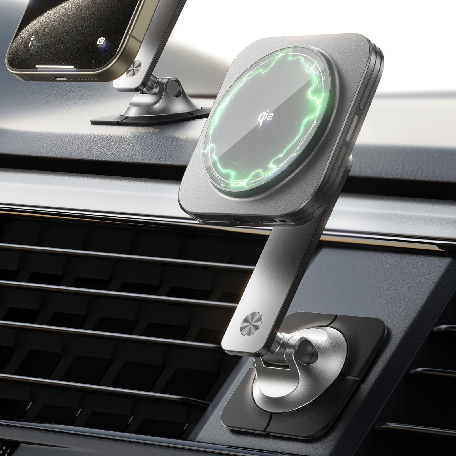 Esr For Qi2 15W Magsafe Car Mount Charger, Qi2-Certified Universal Dashboard/Tesla Magsafe Car Charger, Magnetic Wireless Car Ch