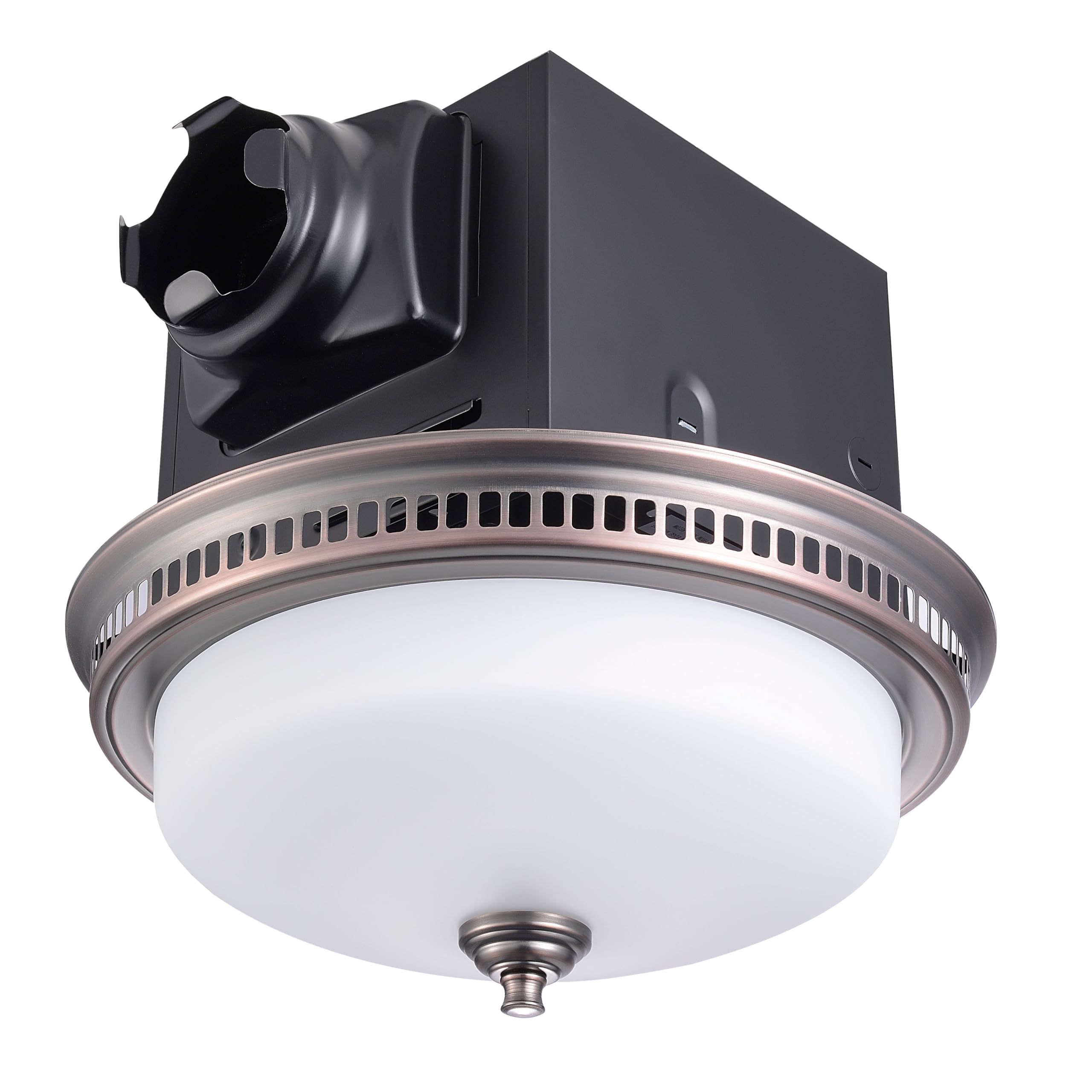 Decorative Round Oil Rubbed Bronze 110Cfm Bath Fan W/Integrated Led Light And Glass Globe