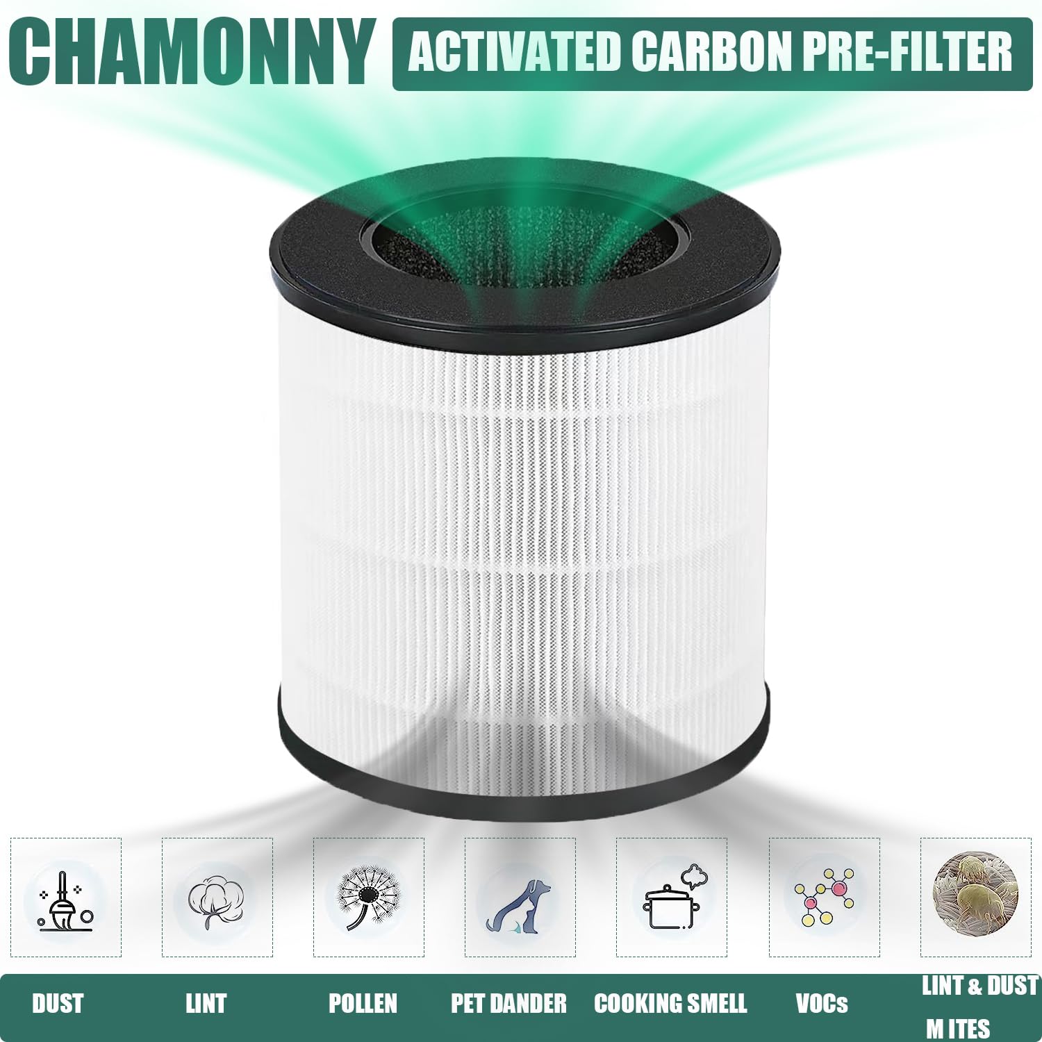 Chamonny B-D02U Filter Replacement, Compatible With Vewior B-D02U Air Purifier And Moo-Ka B-D02L And Koios B-D02L Air Purifier,