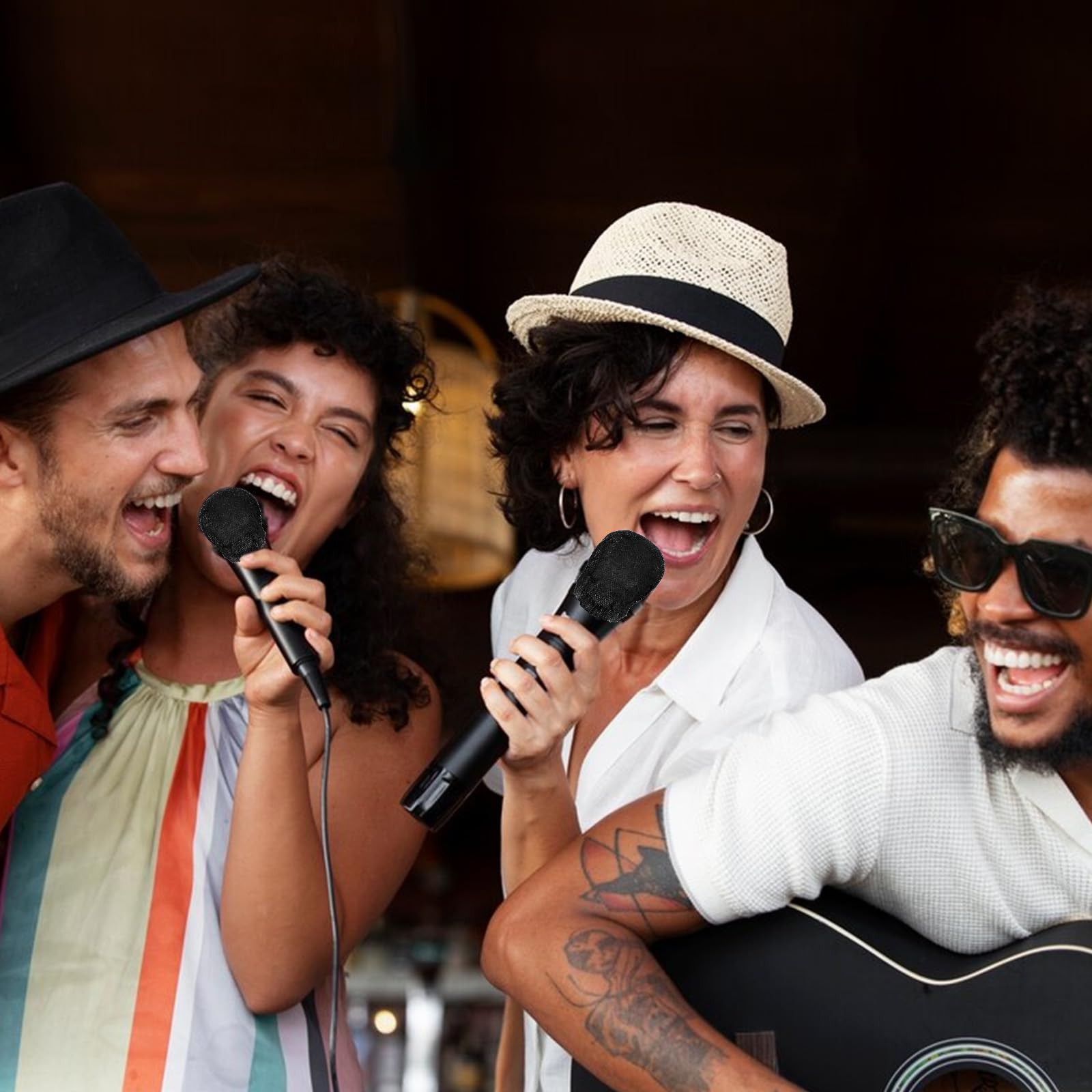 Wllhyf 400 Pcs Microphone Cover, Disposable Mic Covers Individually Wrapped Non Woven Microphone Windscreen Protective Cover For