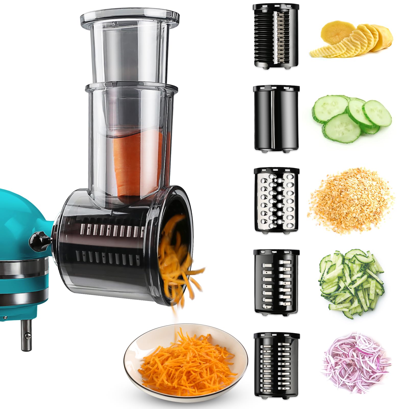 Stainless Steel Slicer Shredder Attachments For Kitchenaid Stand Mixers, Vegetable Shredder, Cheese Grater, Salad Maker, Food Sl
