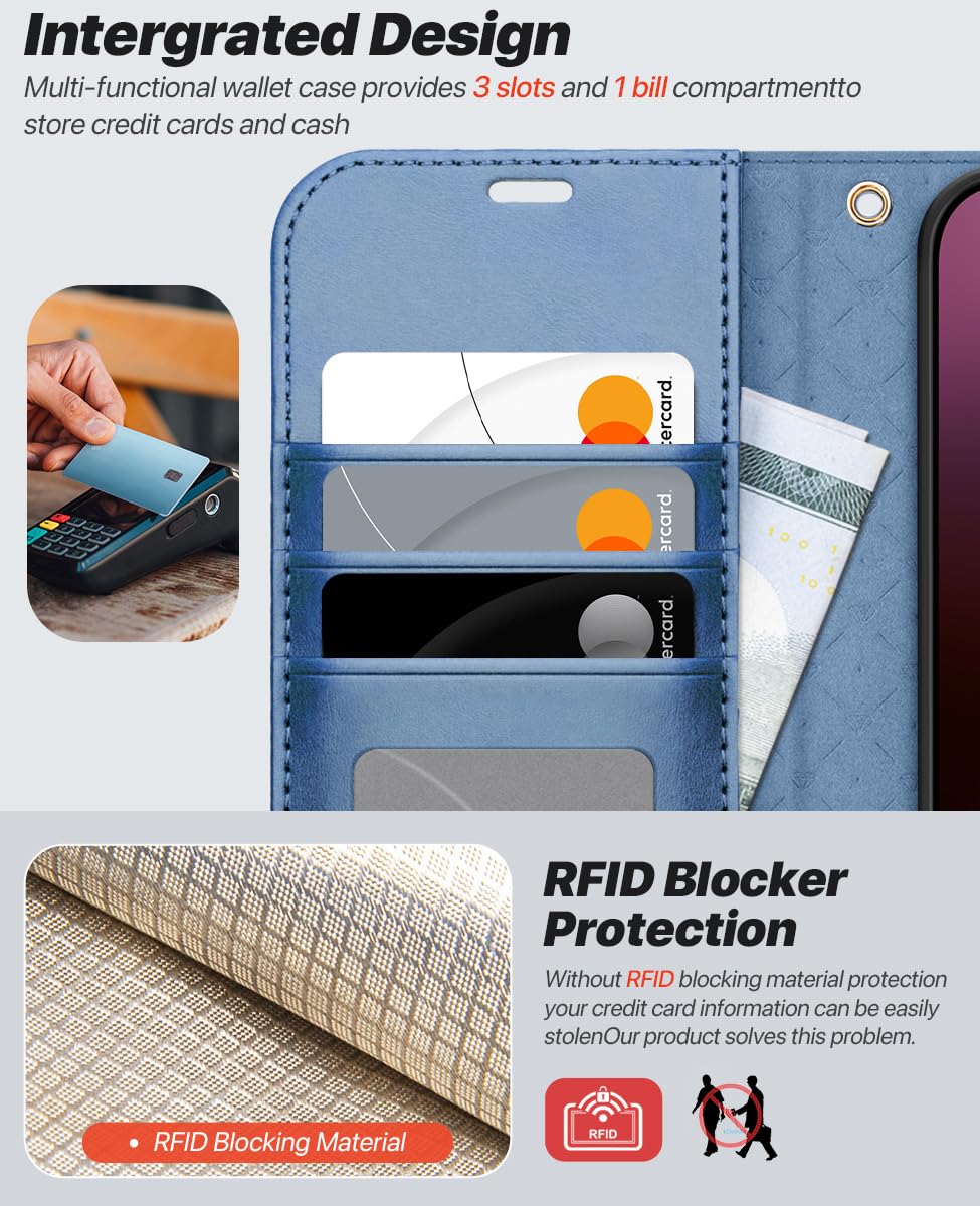 Ocase For Iphone 16 Case Detachable Wallet Case With Card Holder, [2 In 1] Pu Leather Flip Folio Case With Rfid Blocking Stand W