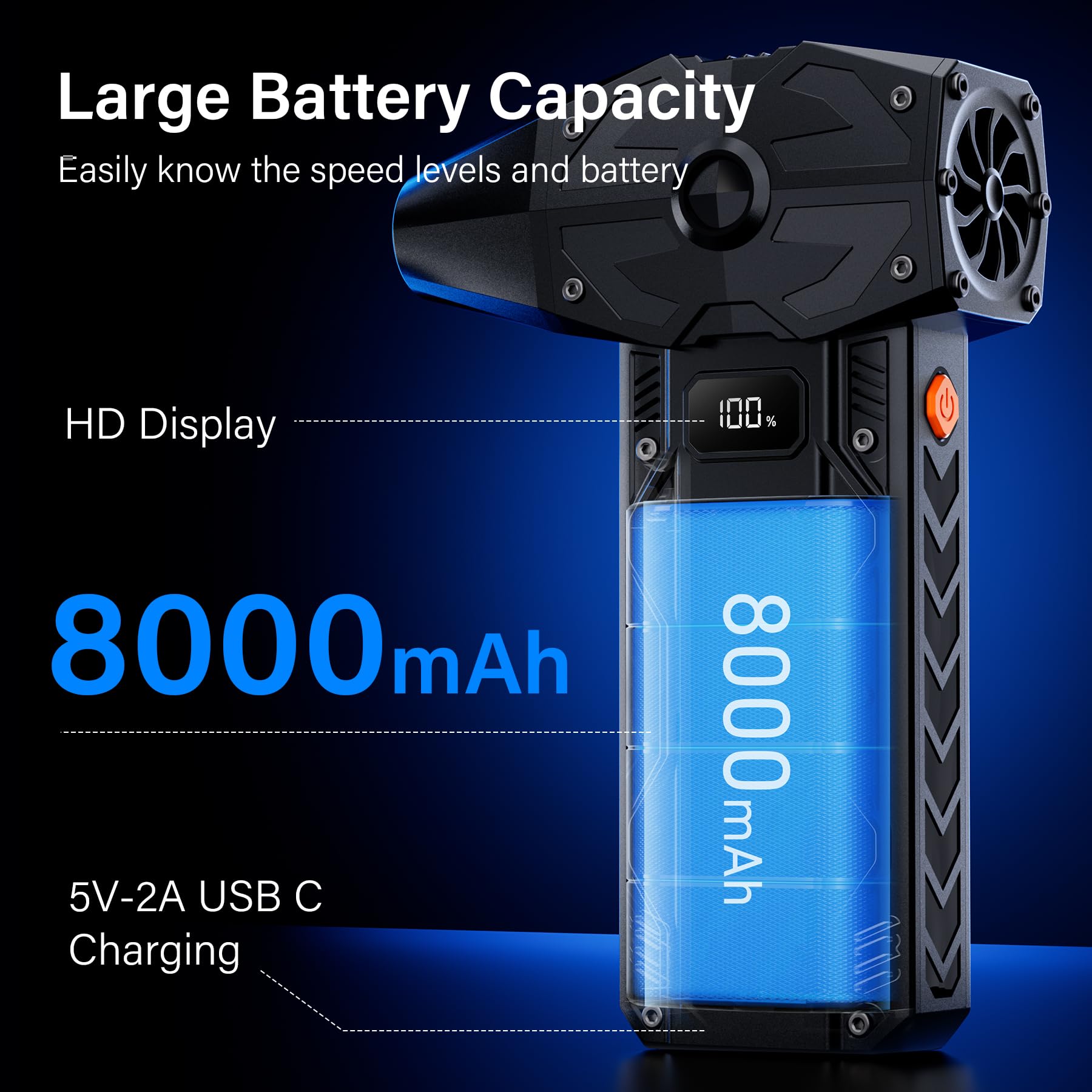 Compressed Air Duster-4 Gear Adjustable 200,000Rpm Storm Electric Air Blower, Rechargeable Cordless Cleaner For Keyboard, Pc, El