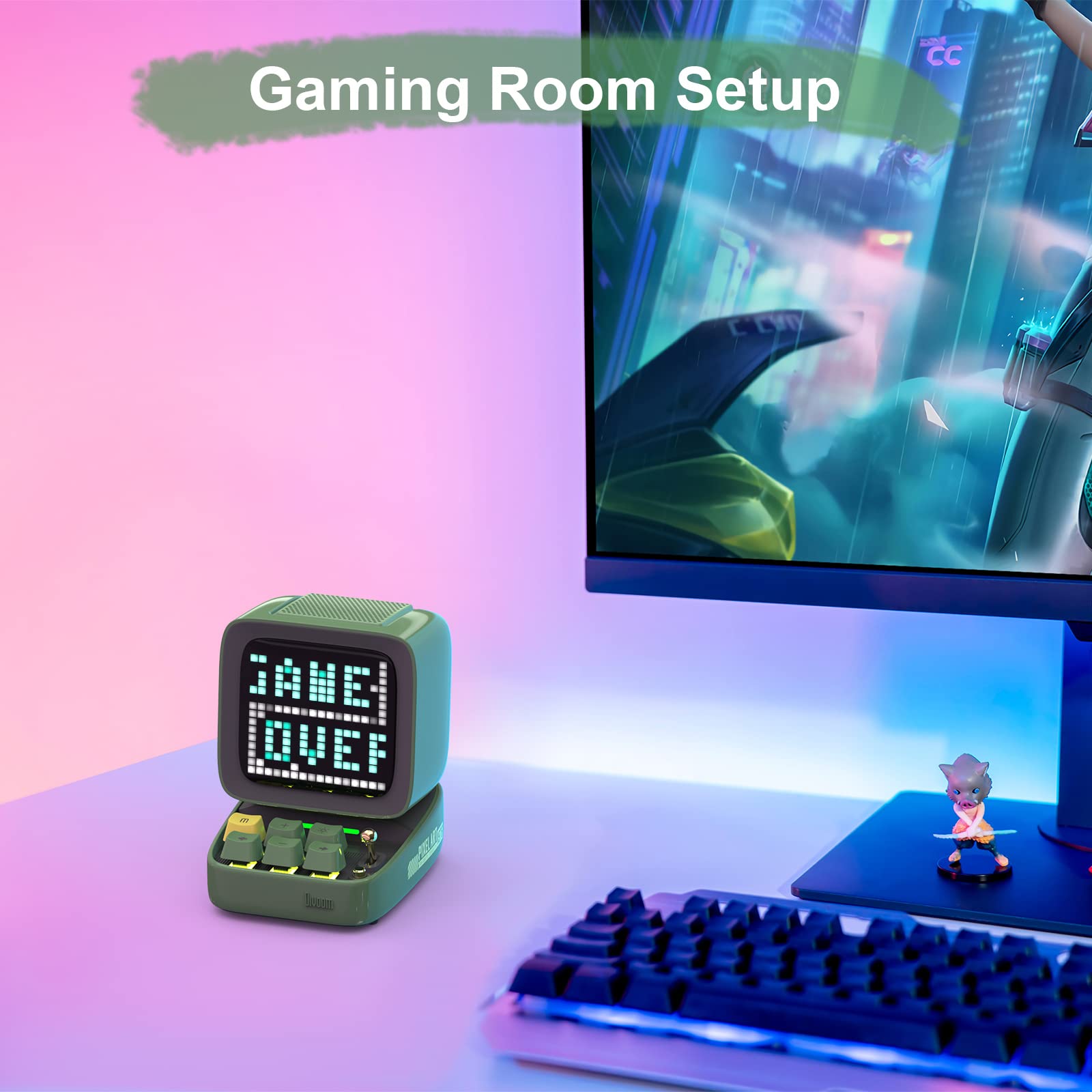 Divoom Ditoo Programmable Pixel Art Led Bluetooth Speaker Showing Clock Emoji Diy Design For Home Wedding Party Decoration With Wireless App Control (Green)