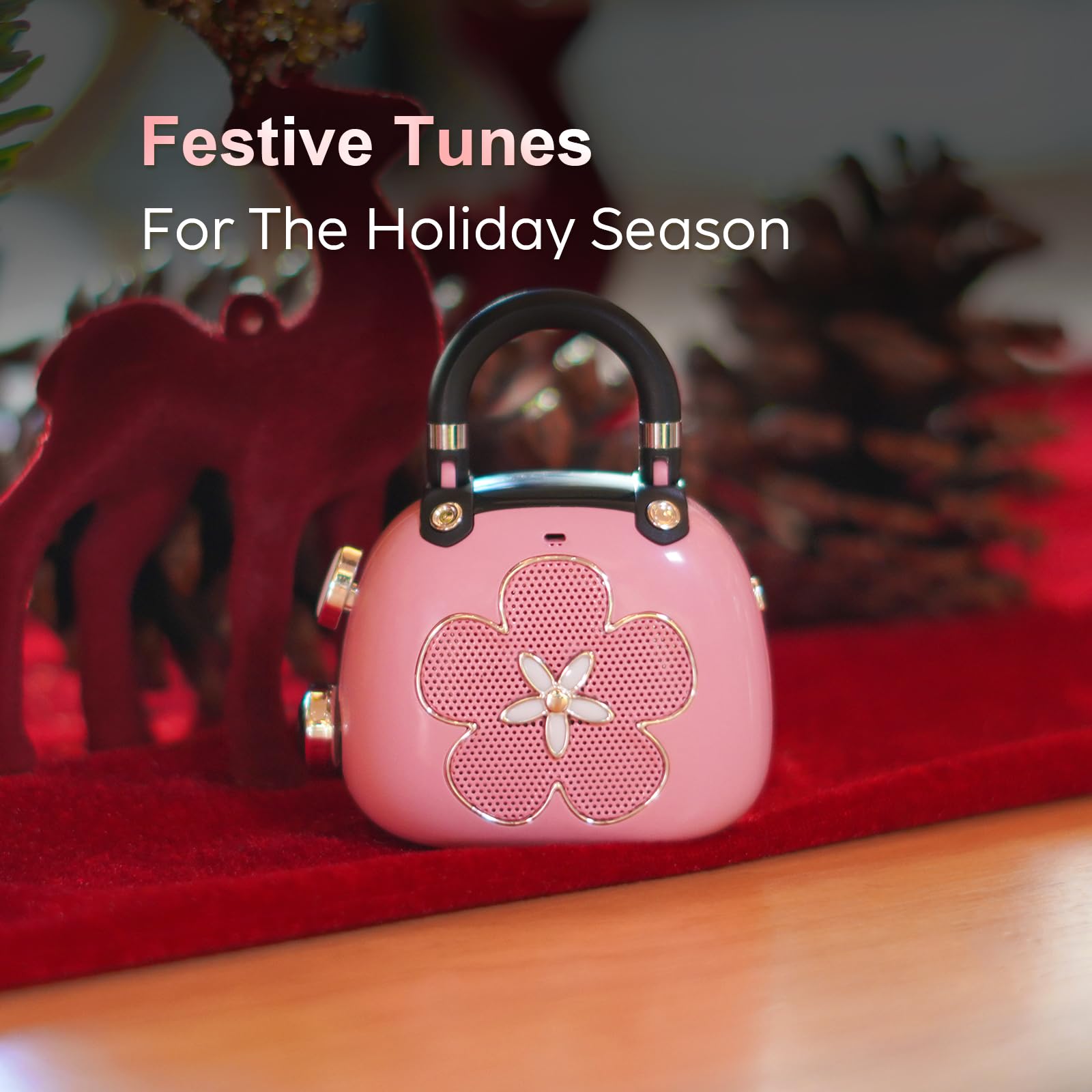 Doss Cute Bluetooth Speaker, Candy Mini Bluetooth Speaker With Mighty Sound, Retro Stylish Design, Adorable Speaker For Home, Room, Desk Decoration, Ideal Gifts Idea For Girls, Women Light Pink