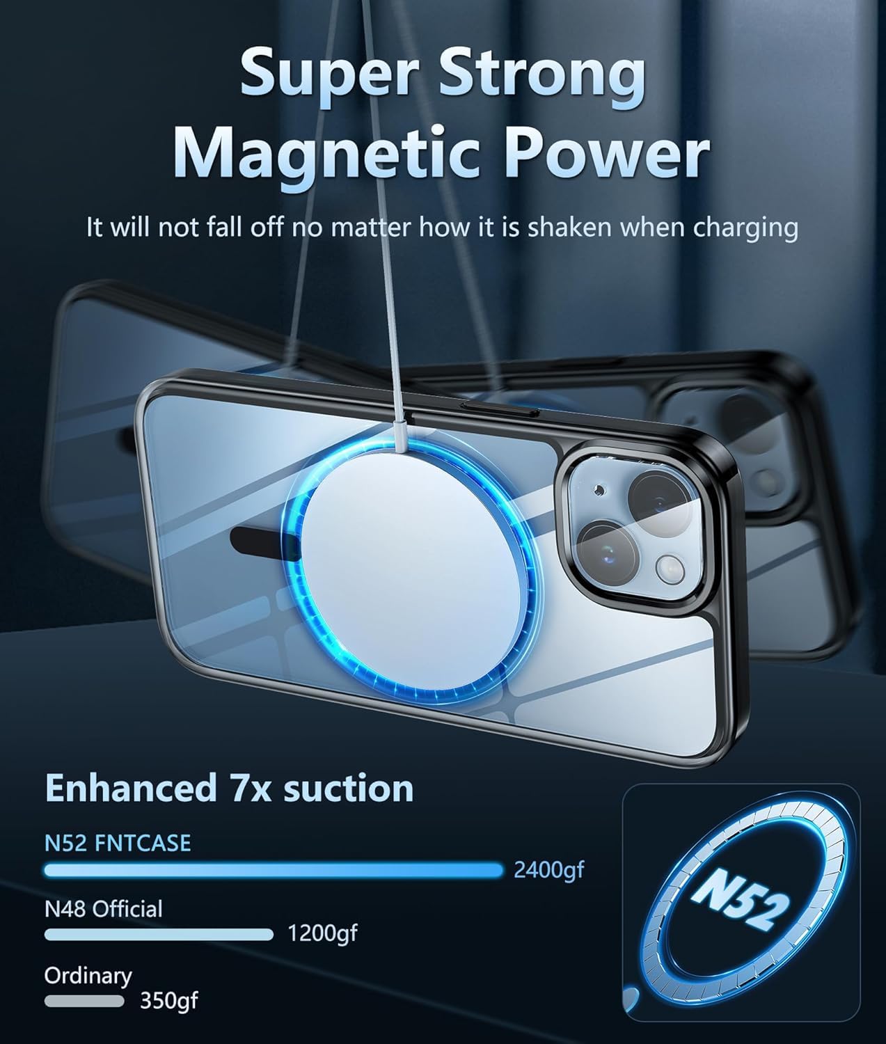 Fntcase For Iphone 15 Plus Phone Case: Magnetic Clear Military Grade Shockproof Anti Yellowing Slim Phone Cover, Protective Rugg