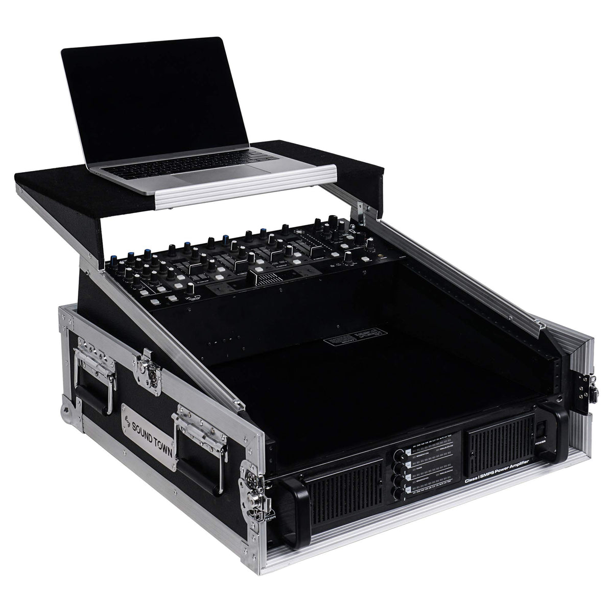 Sound Town 2U Glide Style Rack Case With 11U Slant Mixer Top, 20.7� Rackable Depth And Laptop Platform   Pro Tour Grade (Stmr 2Ult)