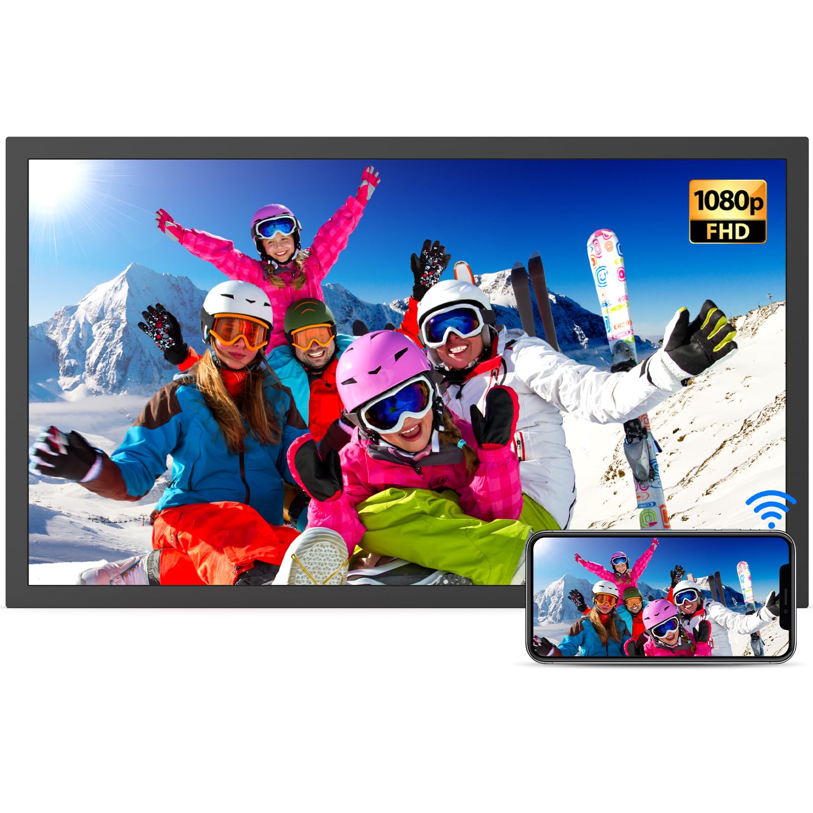 Smart Digital Picture Frame Large Digital Photo Frame   21.5 Inch App Frames 1920X1080 Ips Screen, 32Gb, Remote Control, Synchro